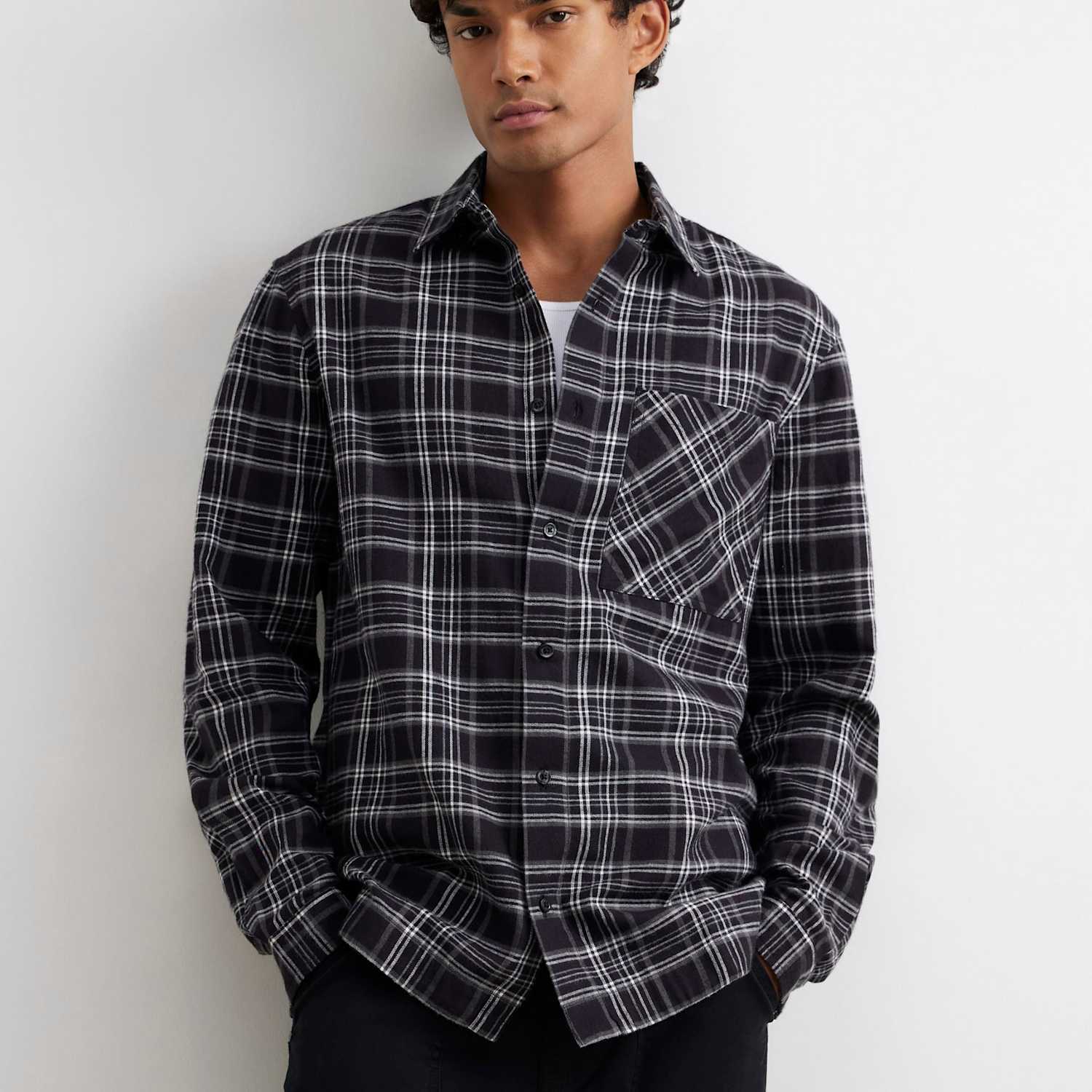 River Island Men's Regular Fit Checked Shirt - S - Black Mix - Available at M&S