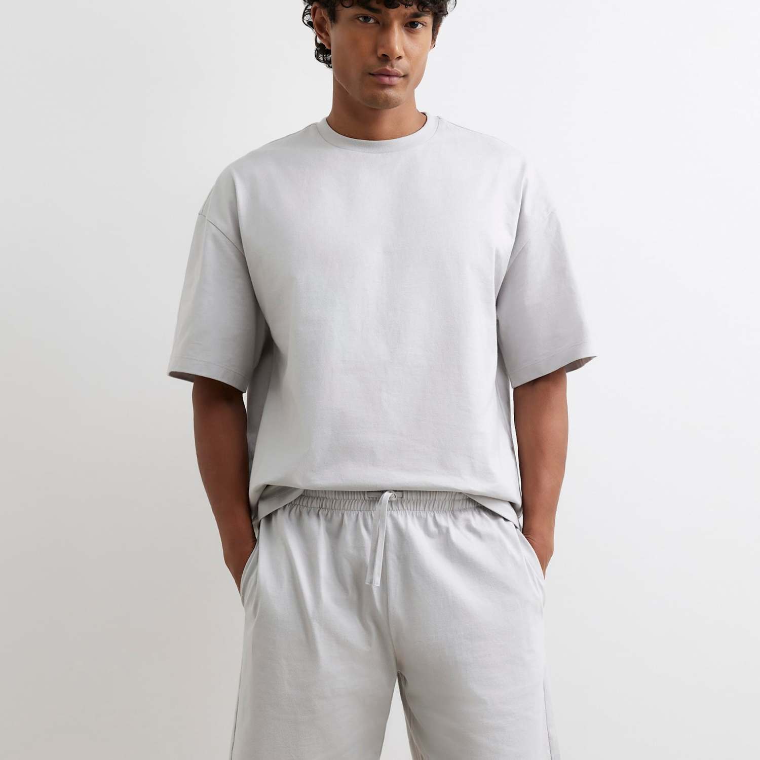 River Island Men's 2 Pack Pure Cotton T-Shirt and Short Set - S - Grey - Available at M&S