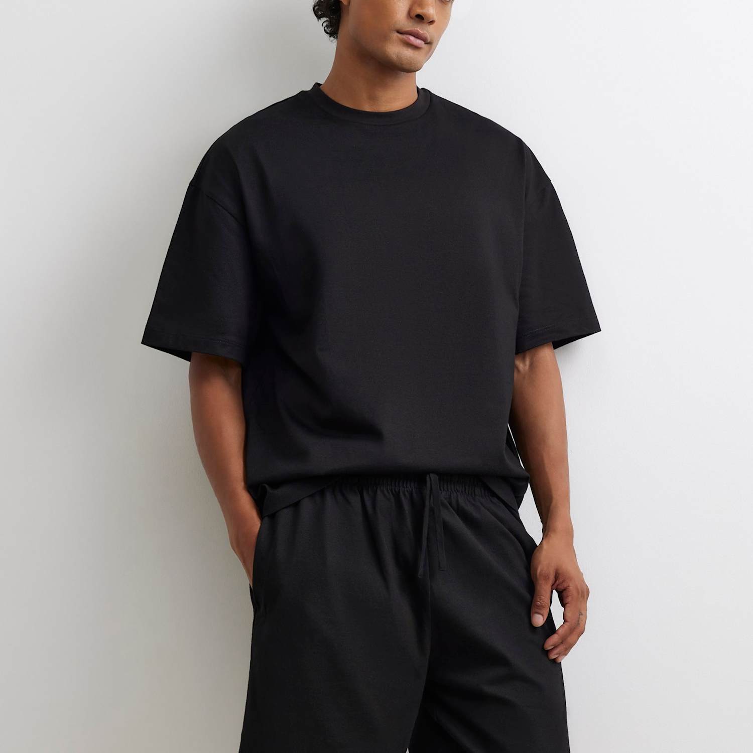 River Island Men's 2 Pack Pure Cotton T-Shirt and Short Set - L - Black - Available at M&S