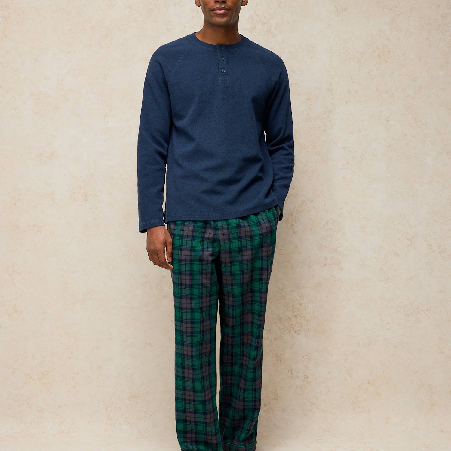 White Stuff Men's Pure Cotton Checked Pyjama Bottoms - 2XL - Green Mix - Available at M&S