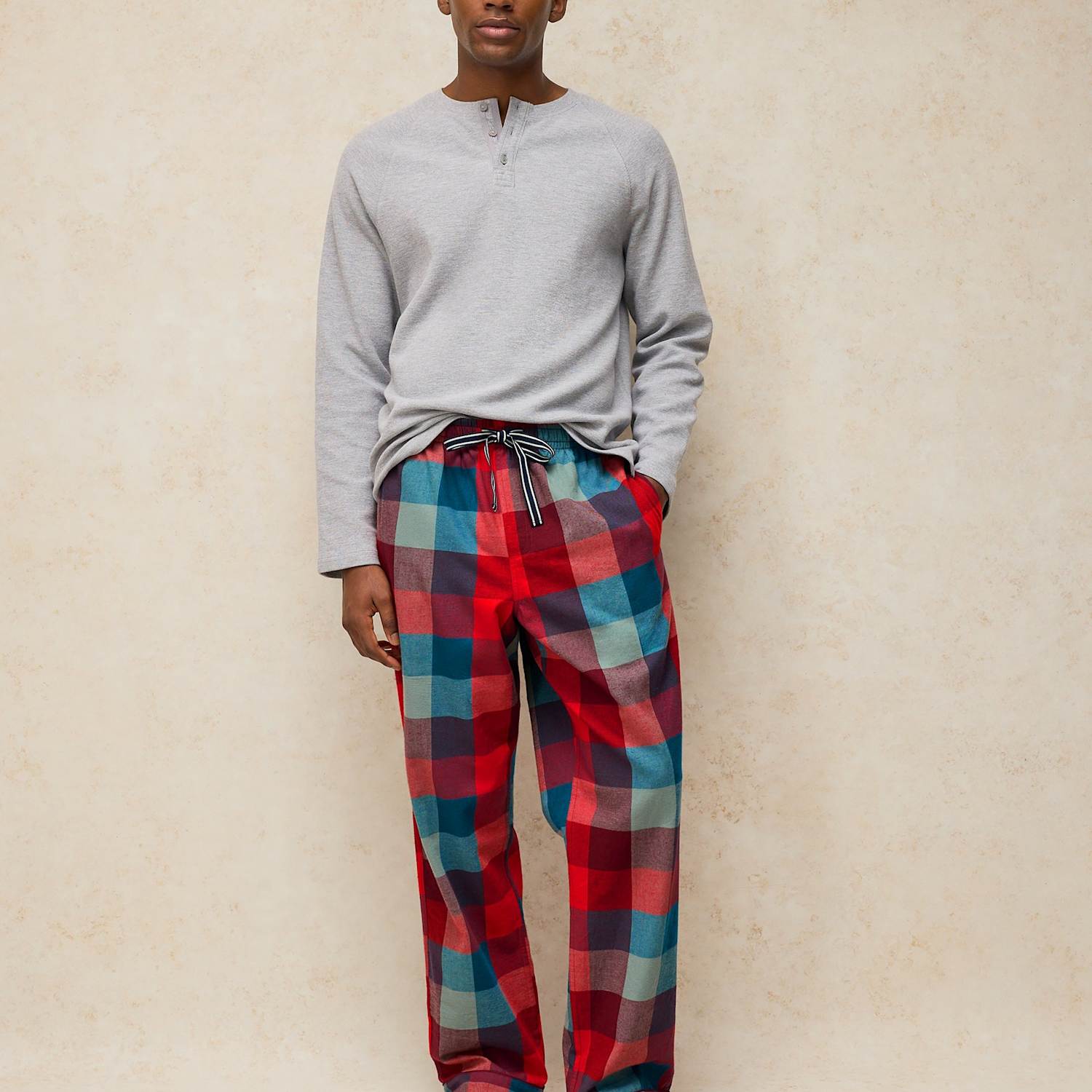 White Stuff Men's Pure Cotton Checked Pyjama Bottoms - M - Red Mix - Available at M&S