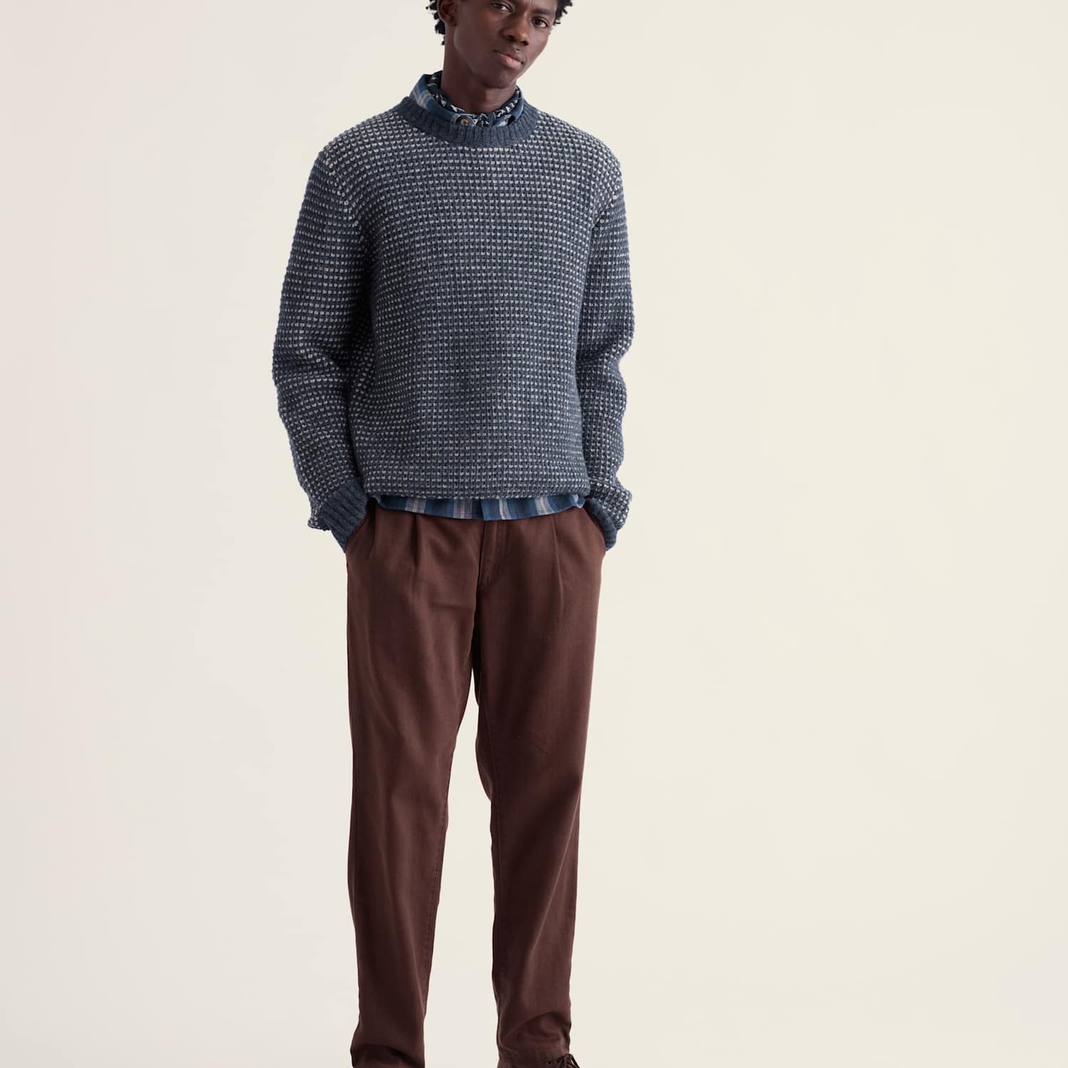 Seasalt Cornwall Men's Pure Wool Cable Crew Neck Jumper - S - Blue Mix - Available at M&S
