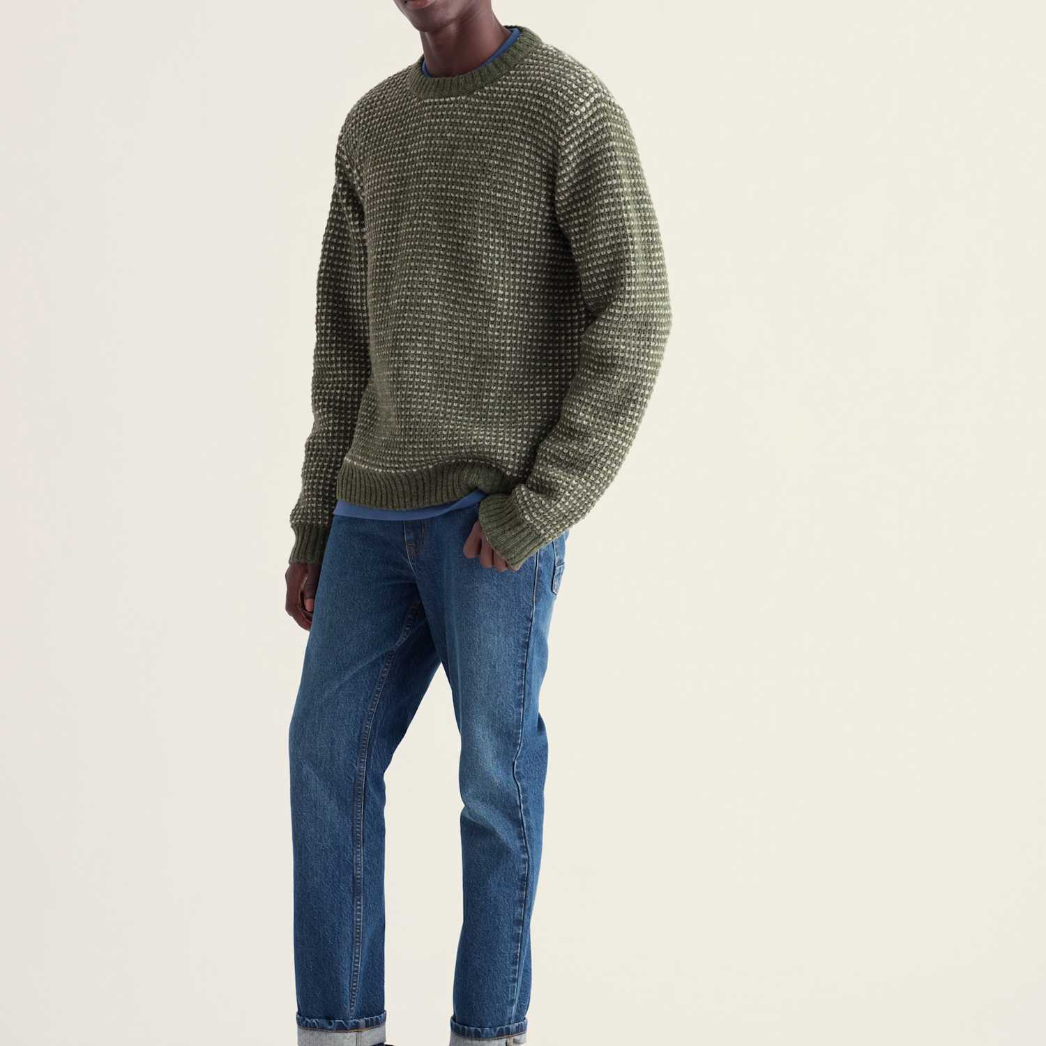 Seasalt Cornwall Men's Pure Wool Cable Crew Neck Jumper - S - Green Mix - Available at M&S
