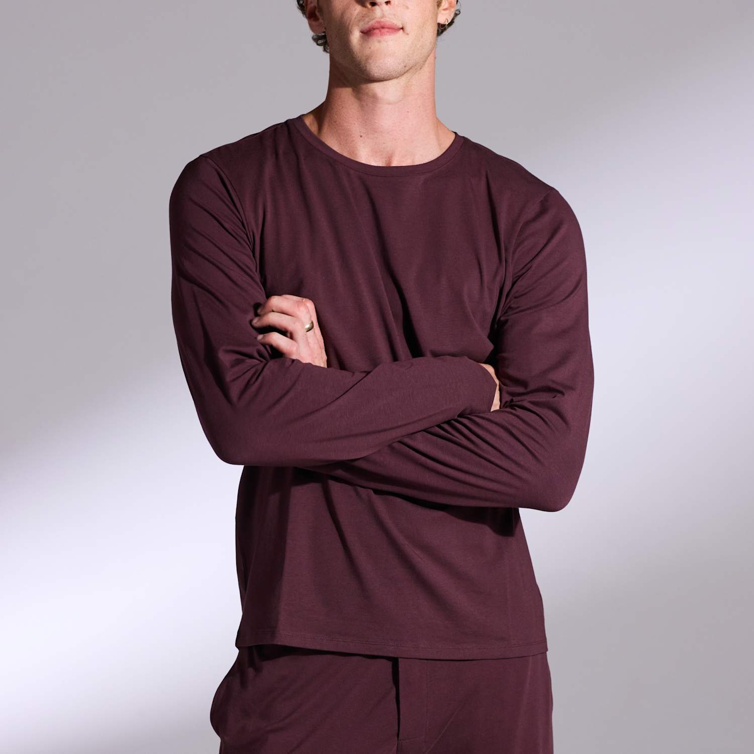 David Gandy Wellwear Men's Premium Cotton Modal Pyjama Tee - XL - Plum - Available at M&S