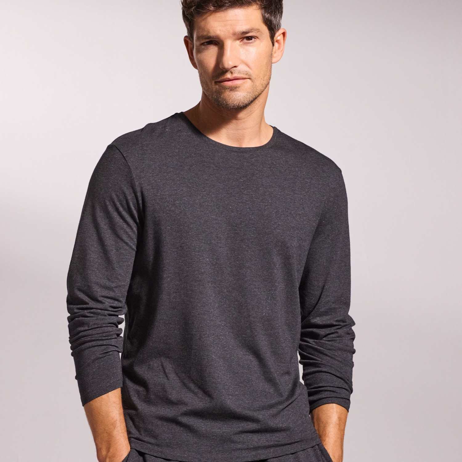 David Gandy Wellwear Men's Premium Cotton Modal Pyjama Tee - 2XL - Charcoal - Available at M&S