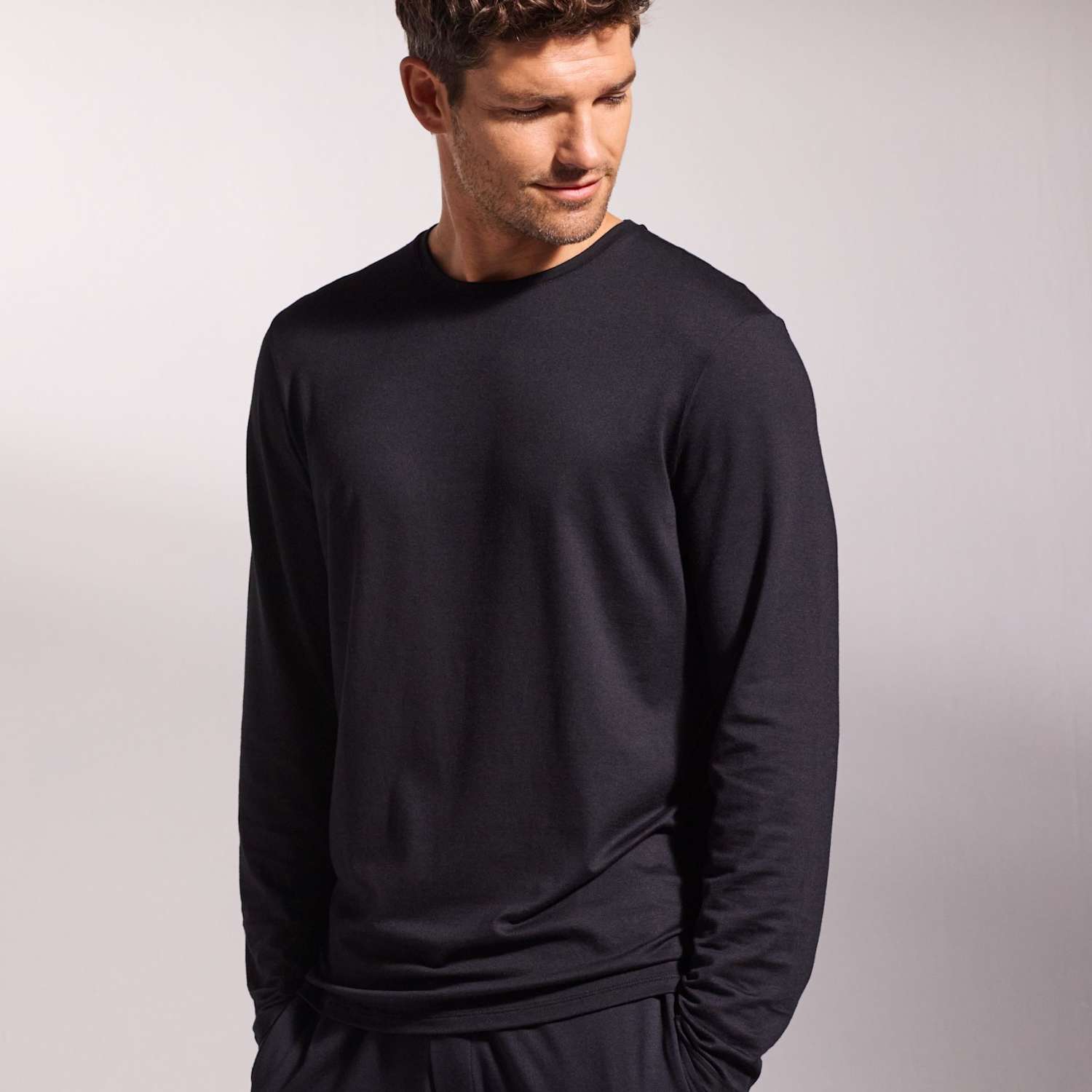 David Gandy Wellwear Men's Premium Cotton Modal Pyjama Tee - M - Black - Available at M&S