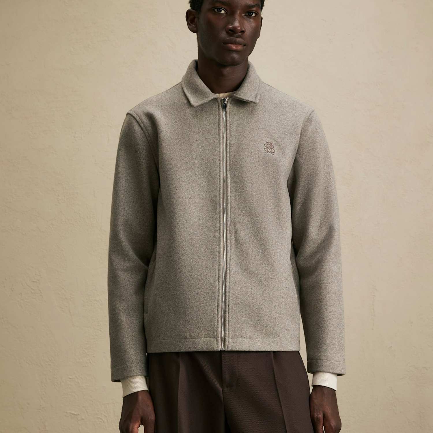 River Island Men's Textured Zip Through Shacket - M - Stone - Available at M&S