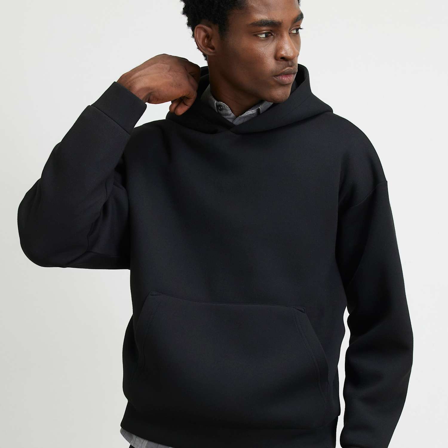 River Island Men's Oversized Neoprene Hoodie - M - Black - Available at M&S