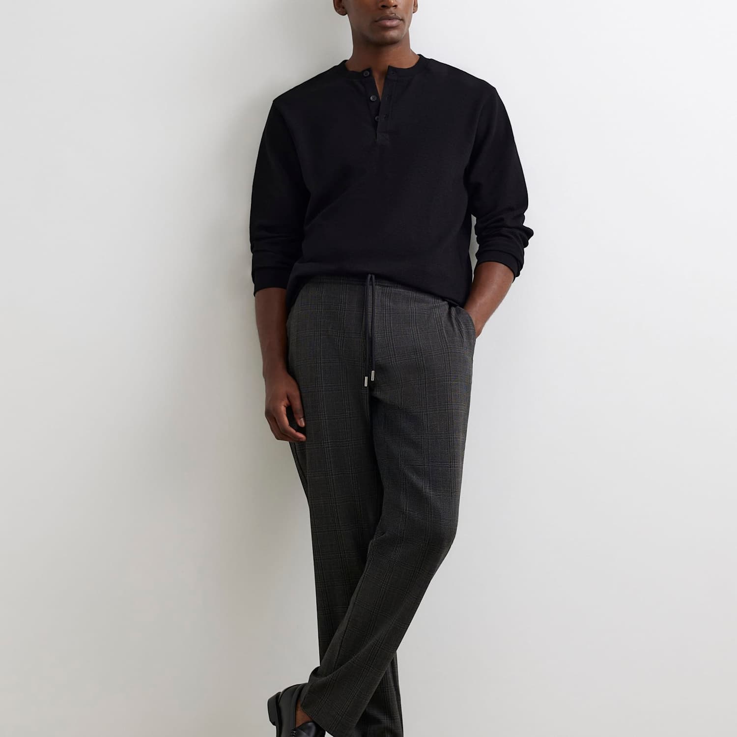 River Island Men's Checked Slim Fit Joggers - 32 - Brown Mix - Available at M&S