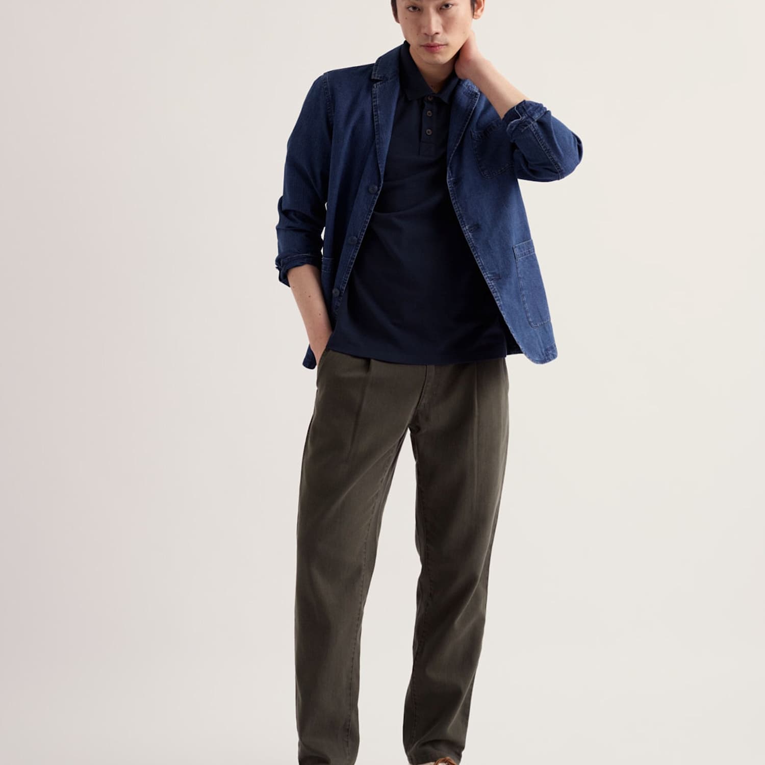 Seasalt Cornwall Men's Tapered Fit Linen Rich Chinos - 32 - Khaki - Available at M&S