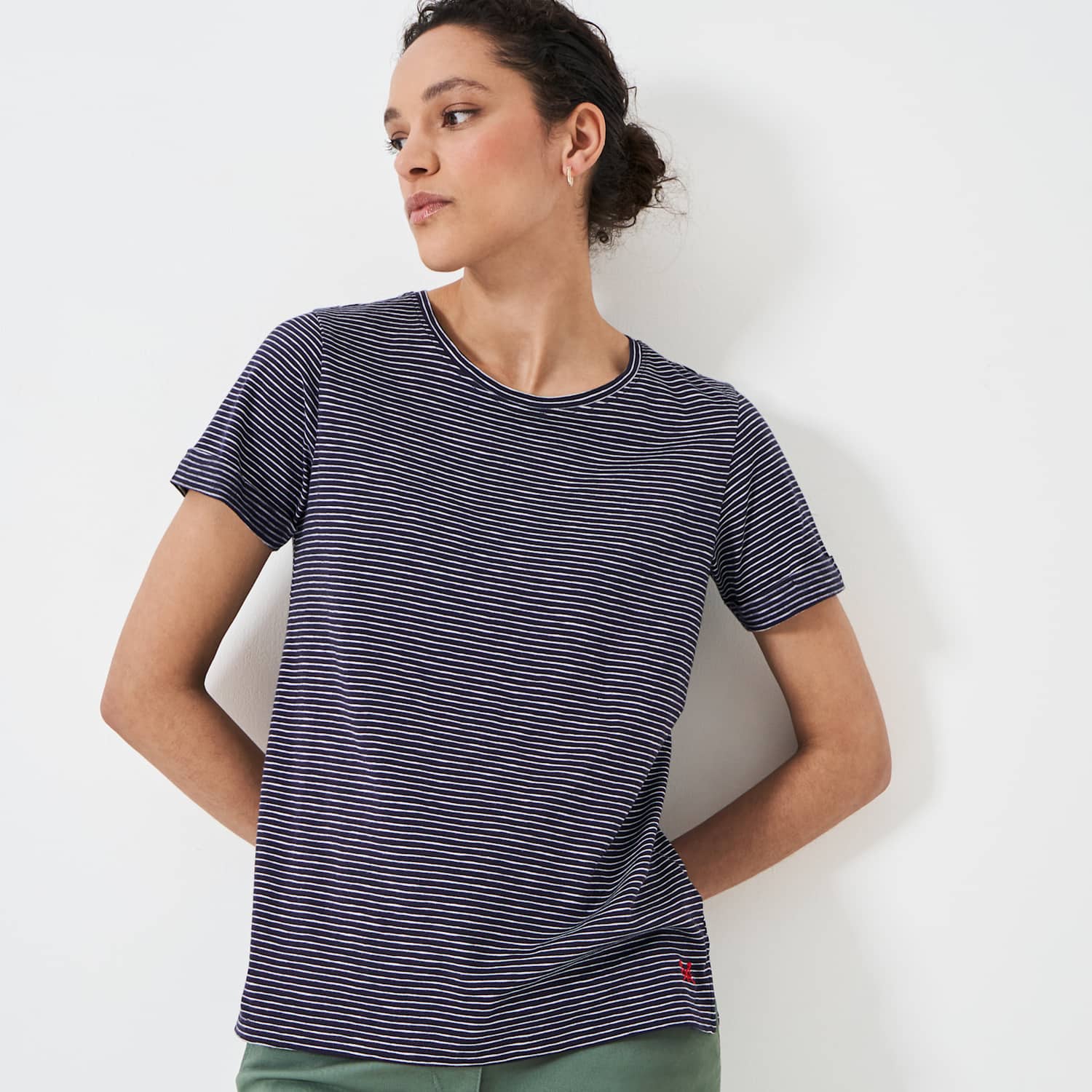 Crew Clothing Women's Pure Cotton Striped T-Shirt - 8 - Navy Mix - Available at M&S