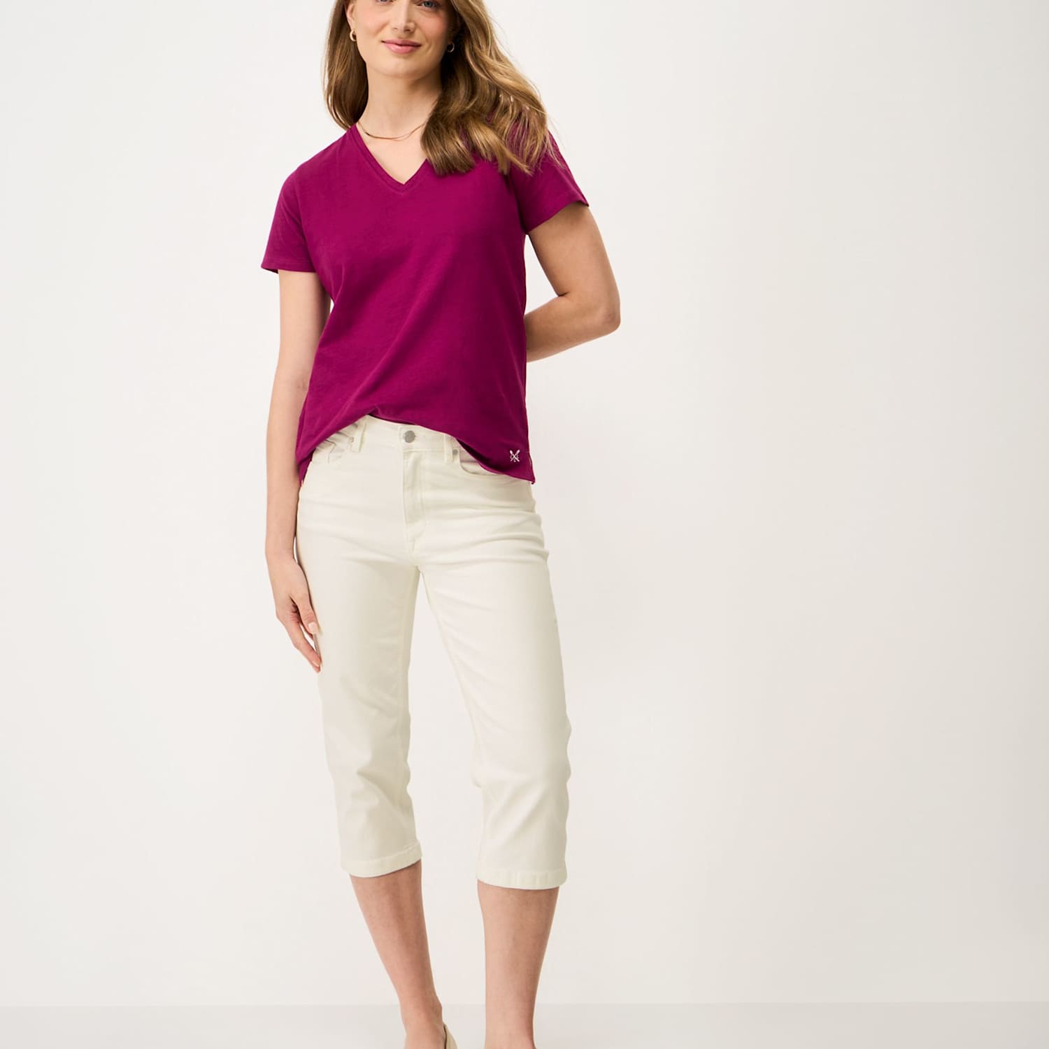 Crew Clothing Women's Mid Rise Slim Fit Cropped Jeans - 10 - White - Available at M&S