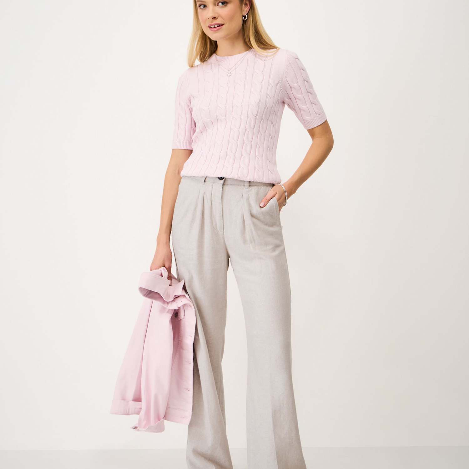 Crew Clothing Women's Linen Rich Wide Leg Trousers - 18 - Stone - Available at M&S