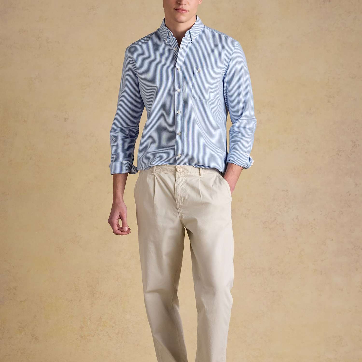 Joules Men's Regular Fit Pure Cotton Striped Oxford Shirt - L - Blue Mix - Available at M&S