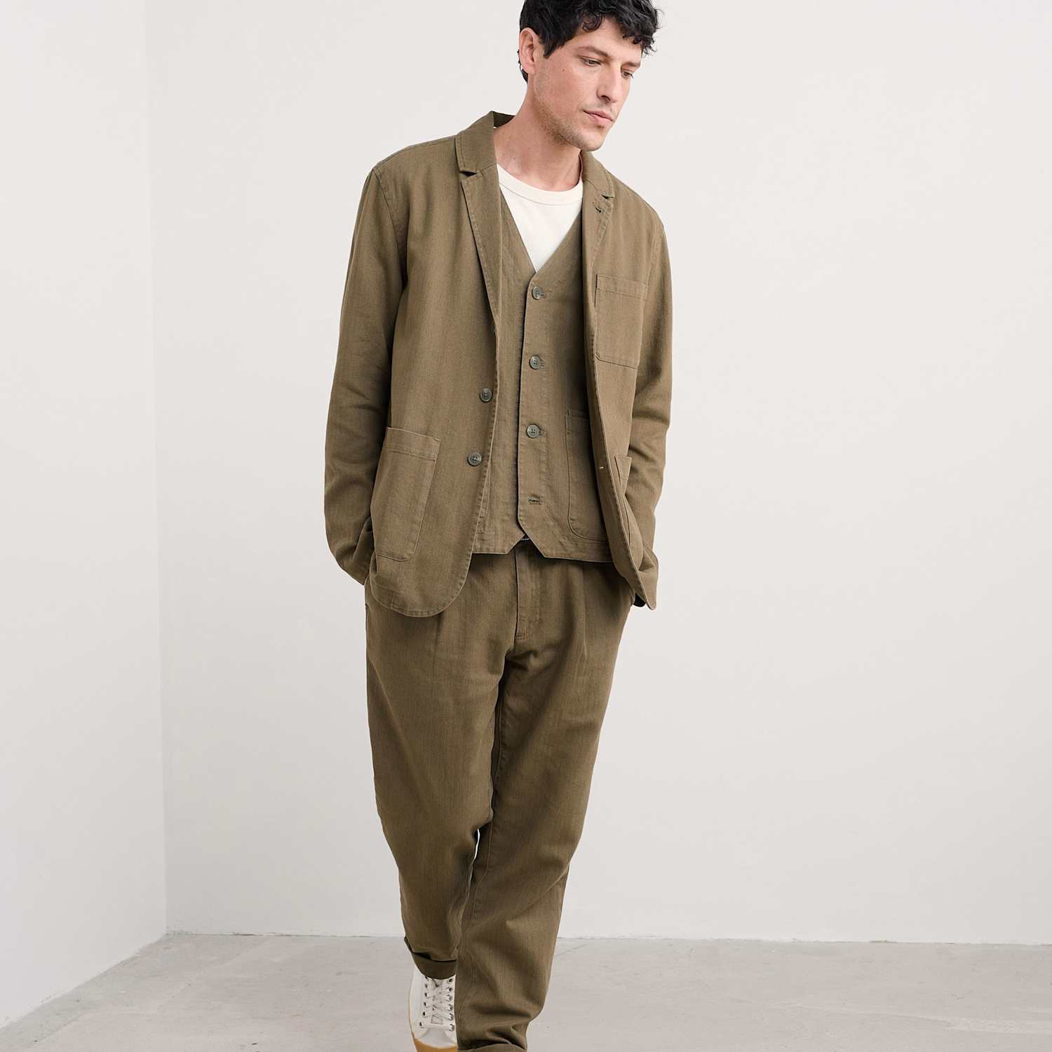 Seasalt Cornwall Men's Linen Rich Revere Jacket - S - Green - Available at M&S