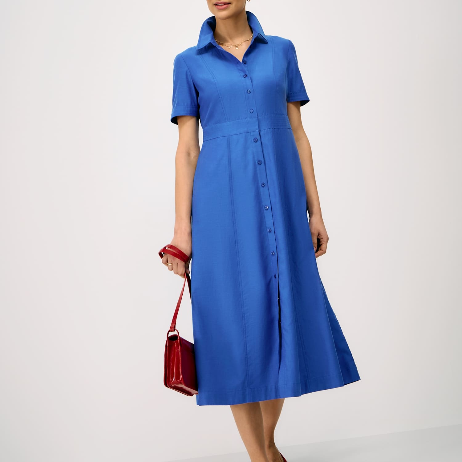 Crew Clothing Women's Lyocell Rich Midi Shirt Dress - 16 - Mid Blue - Available at M&S