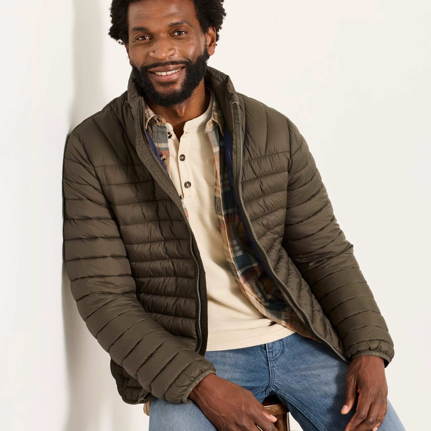 Fatface Men's Padded Jacket - M - Khaki - Available at M&S