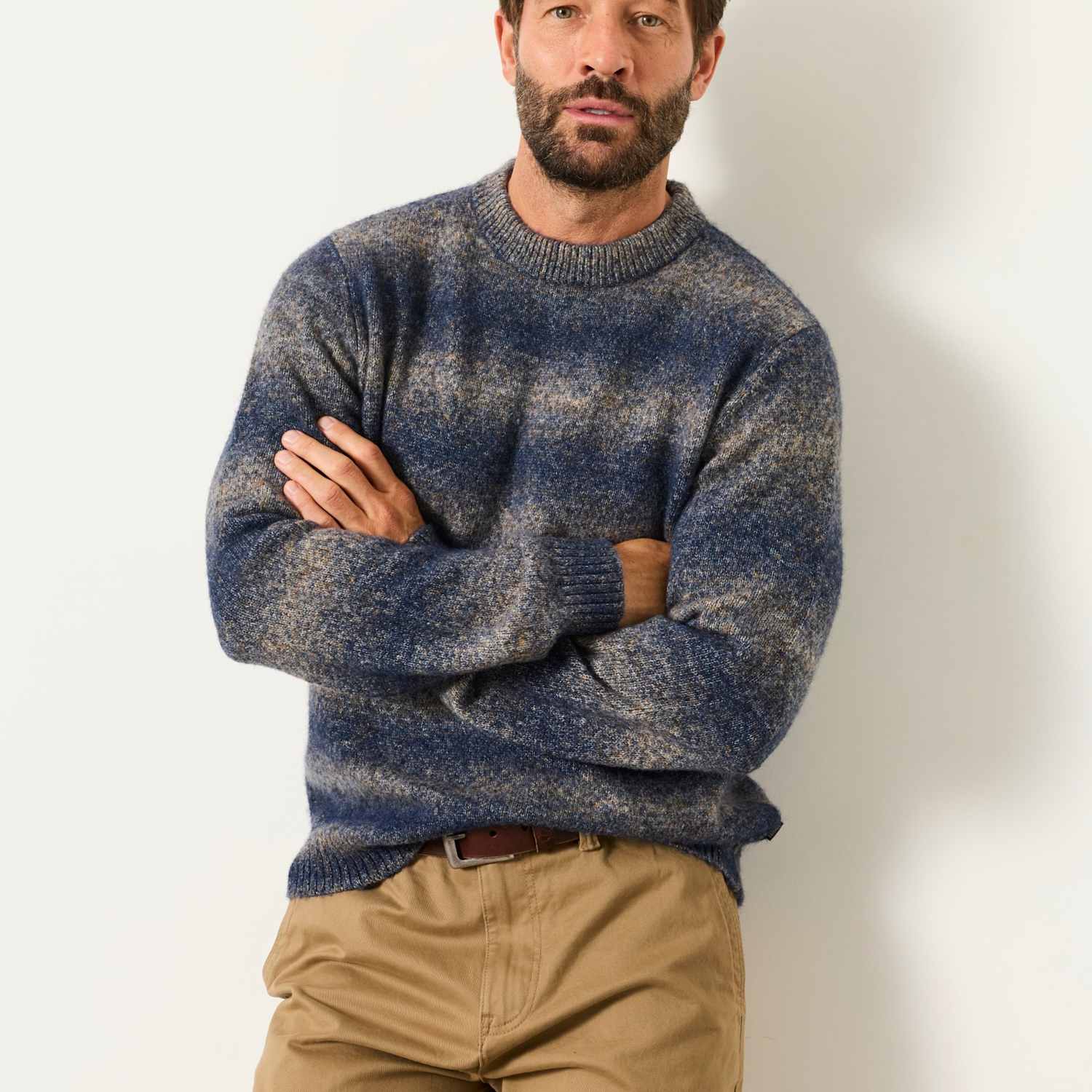 Fatface Men's Striped Ombre Crew Neck Jumper - XL - Blue Mix - Available at M&S