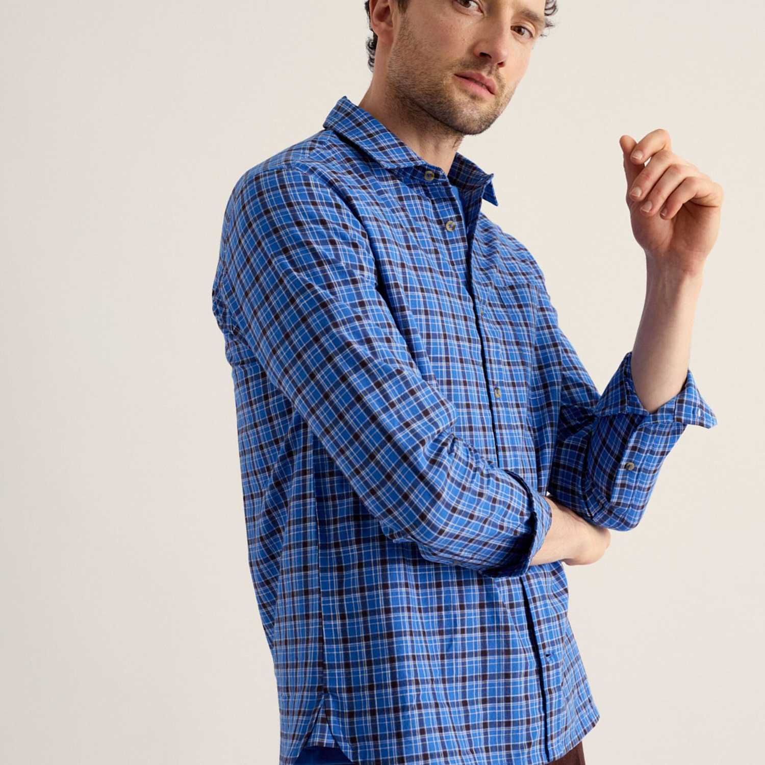 Seasalt Cornwall Men's Regular Fit Pure Cotton Checked Shirt - 2XL - Blue Mix - Available at M&S