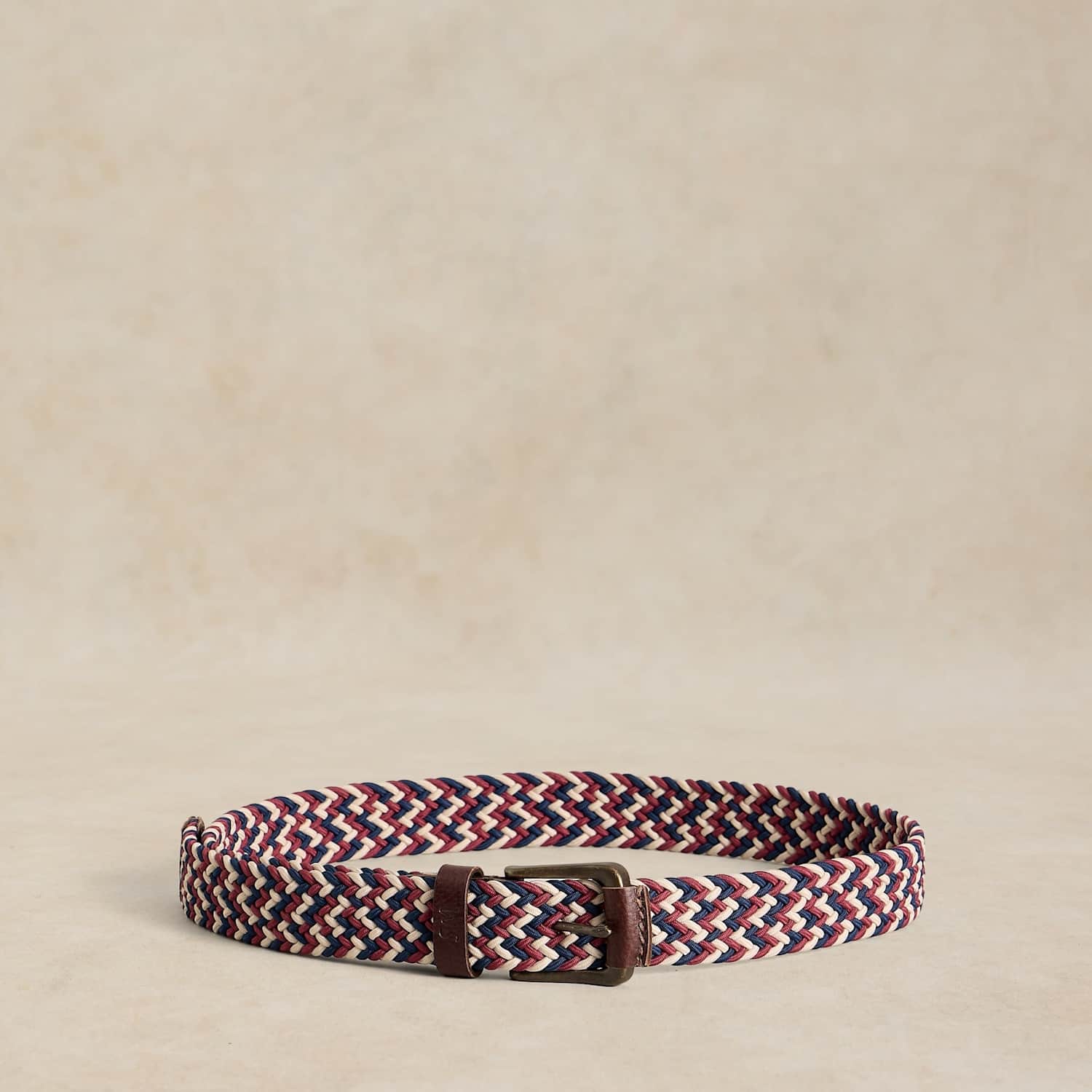 White Stuff Men's Leather Trim Woven Elasticated Belt - M - L - Natural Mix - Available at M&S
