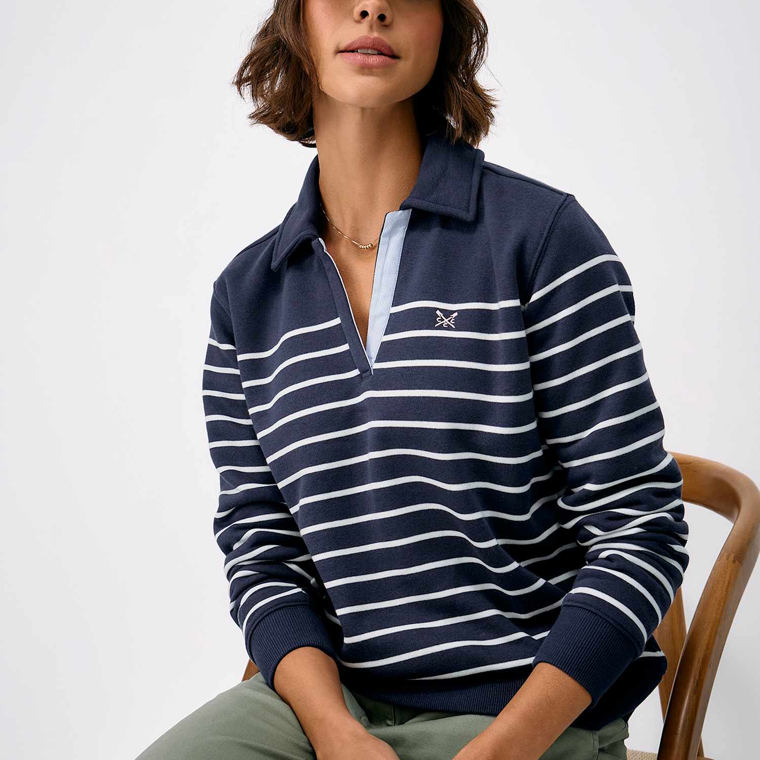 Crew Clothing Women's Cotton Rich Striped Sweatshirt - 14 - Blue Mix - Available at M&S