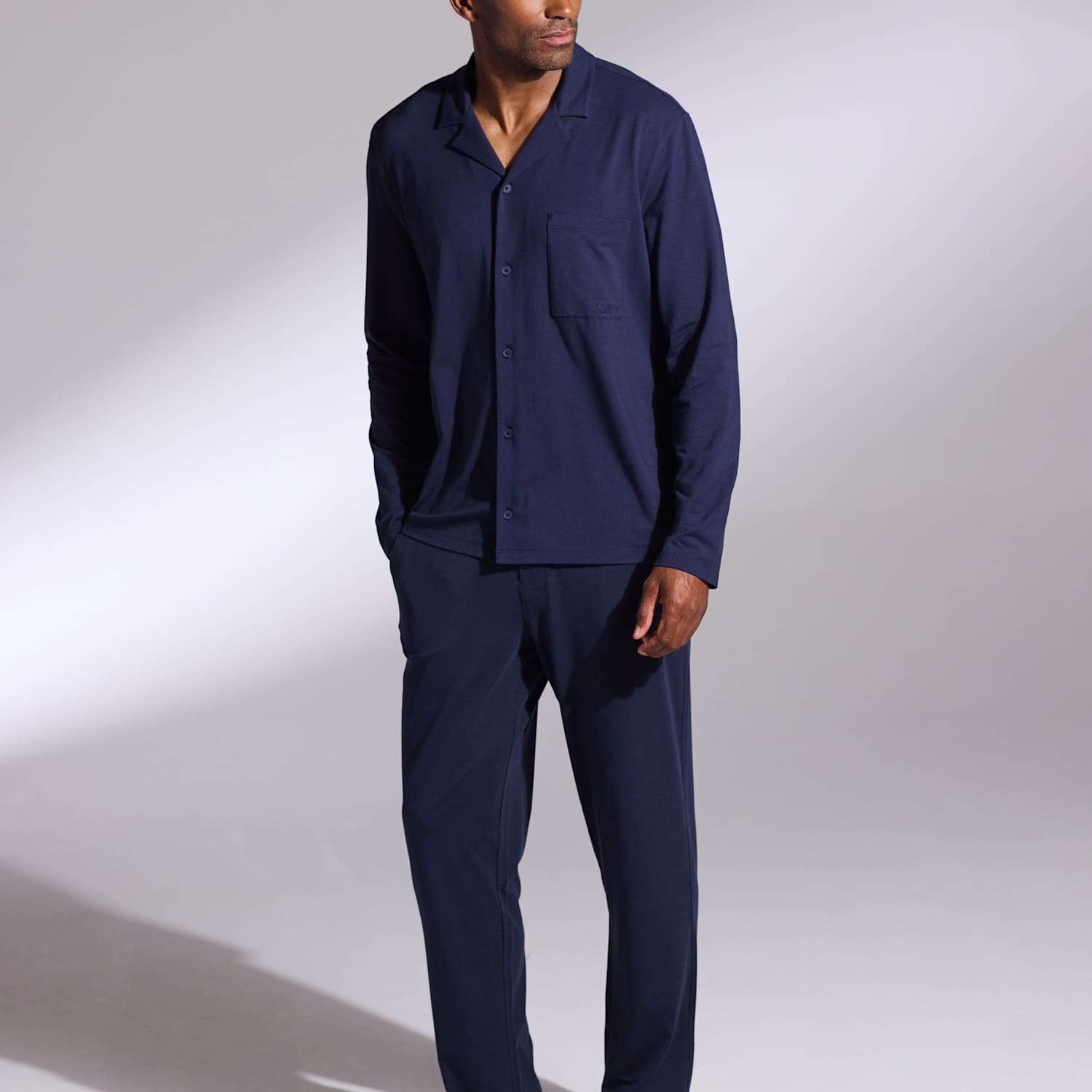 David Gandy Wellwear Men's Cotton Modal Blend Pyjama Set - L - Navy - Available at M&S