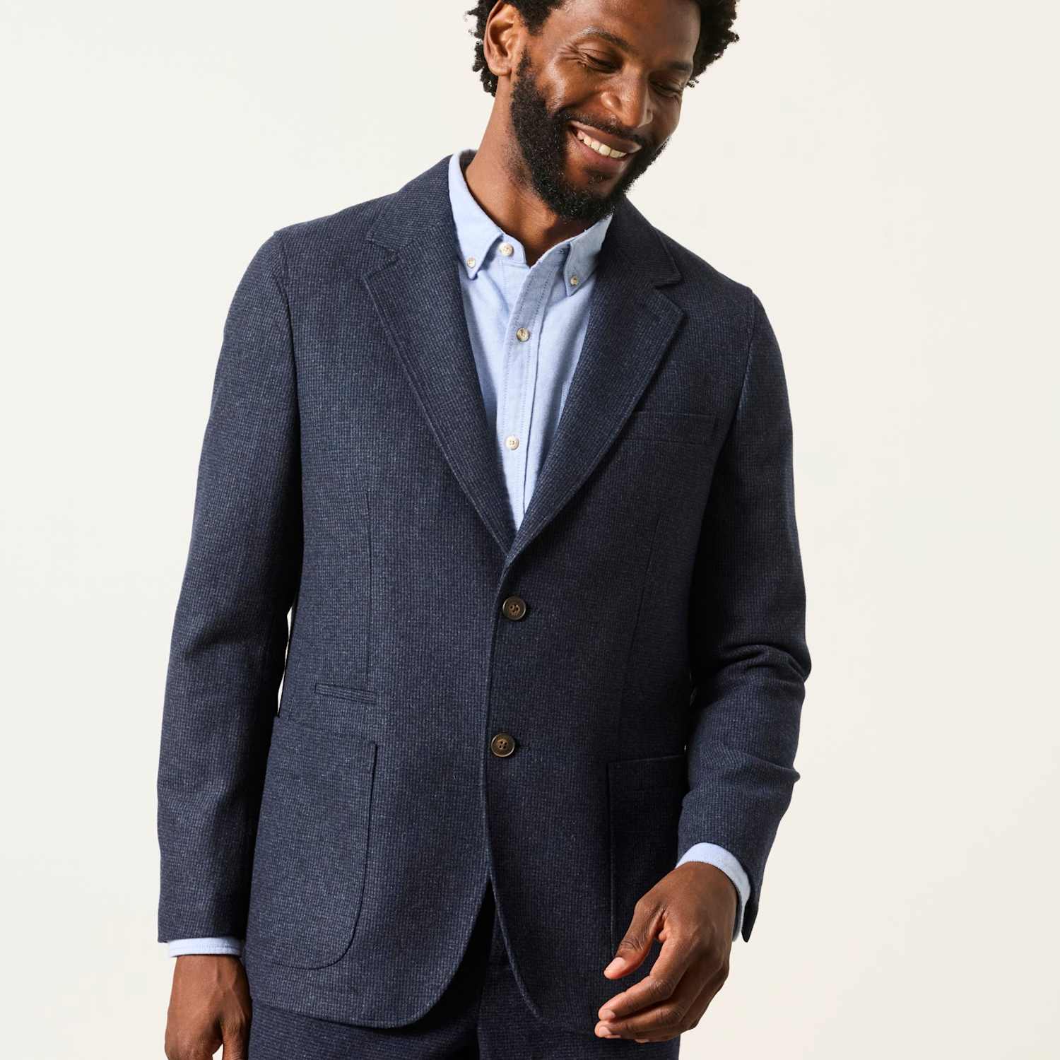 Fatface Men's Wool Rich Check Blazer - 40 - Navy Mix - Available at M&S