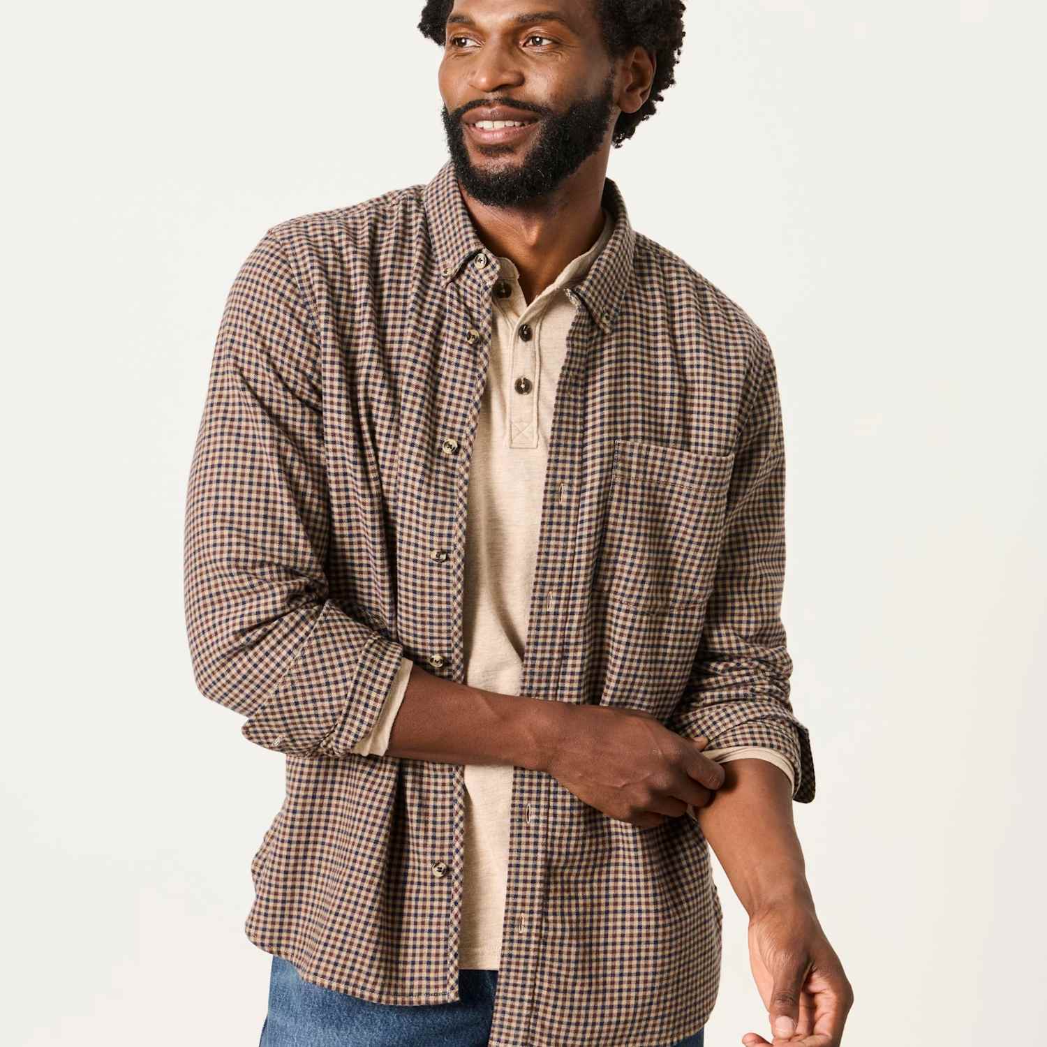 Fatface Men's Regular Fit Pure Cotton Gingham Shirt - 2XL - Brown Mix - Available at M&S
