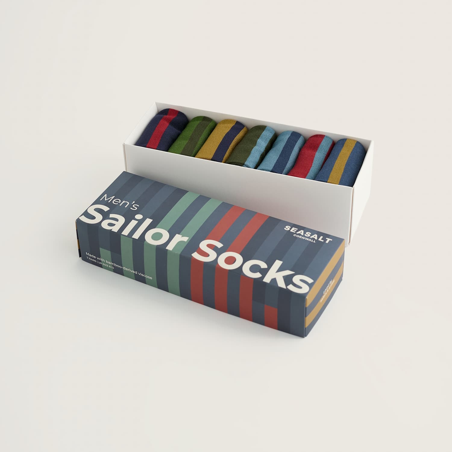Seasalt Cornwall Men's 7 Pack Striped Sailor Socks Gift Box - Multi - Available at M&S
