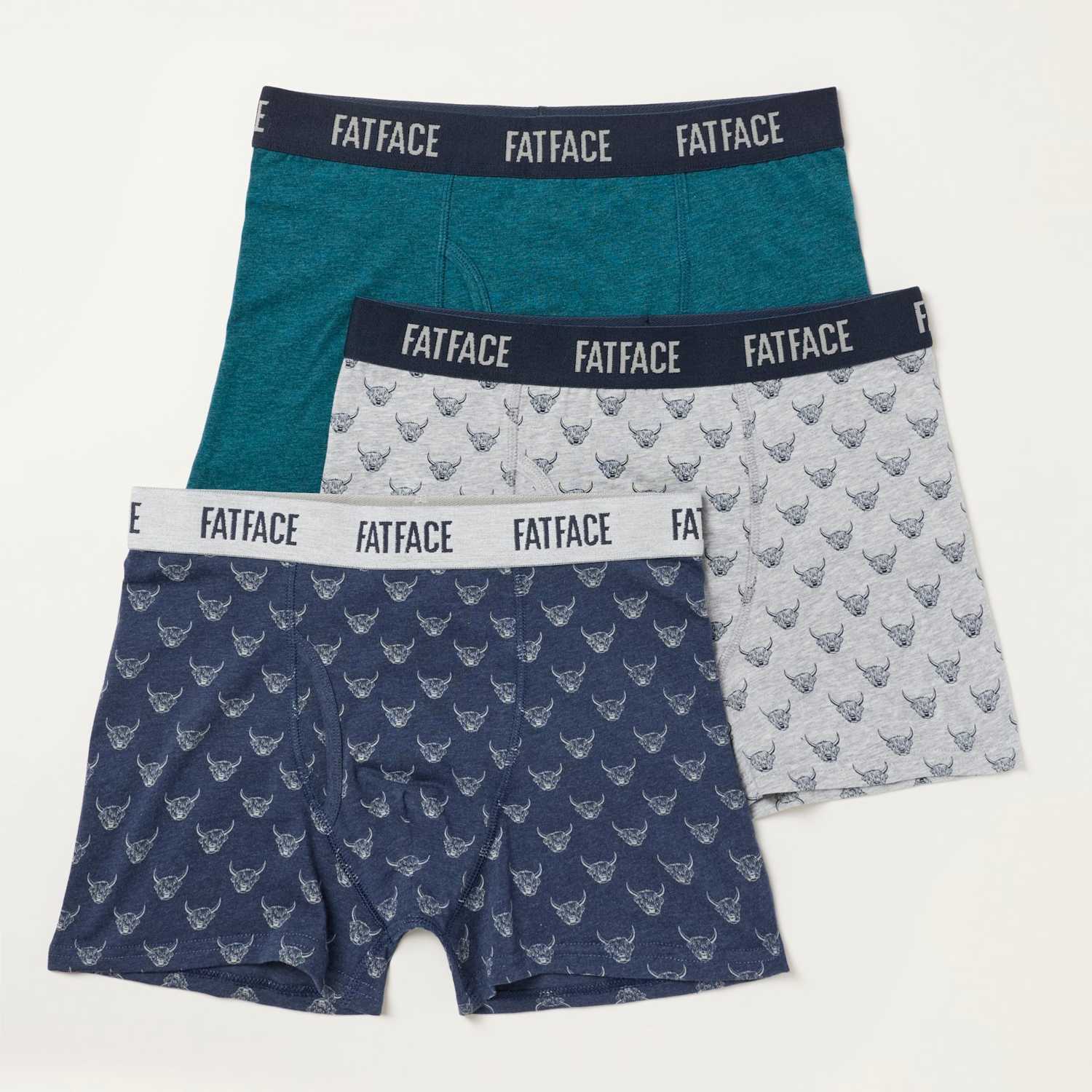 Fatface Men's 3pk Cotton Stretch Boxers - L - Teal Mix - Available at M&S