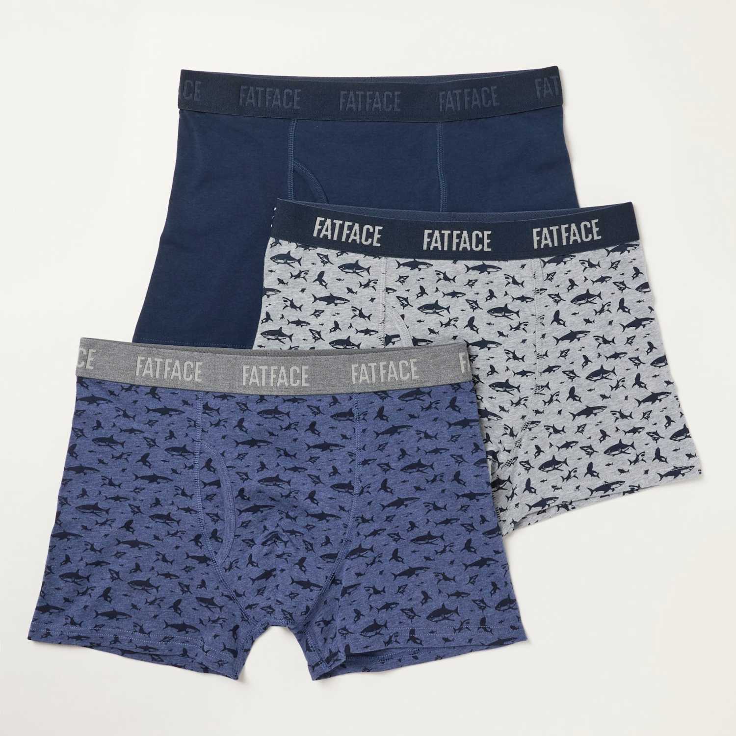 Fatface Men's 3pk Cotton Stretch Boxers - S - Blue Mix - Available at M&S