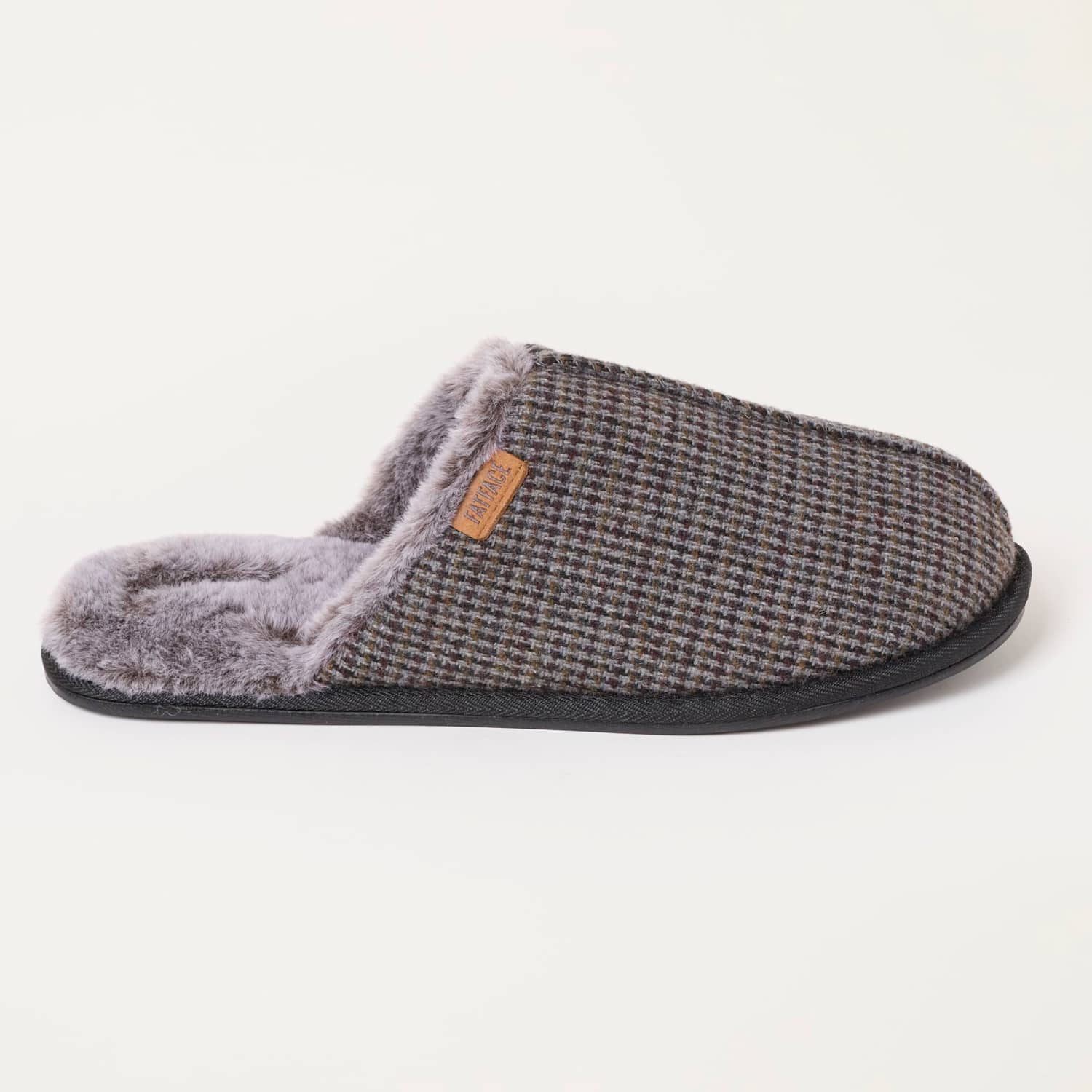 Fatface Men's Checked Mule Slippers - XL - Brown Mix - Available at M&S