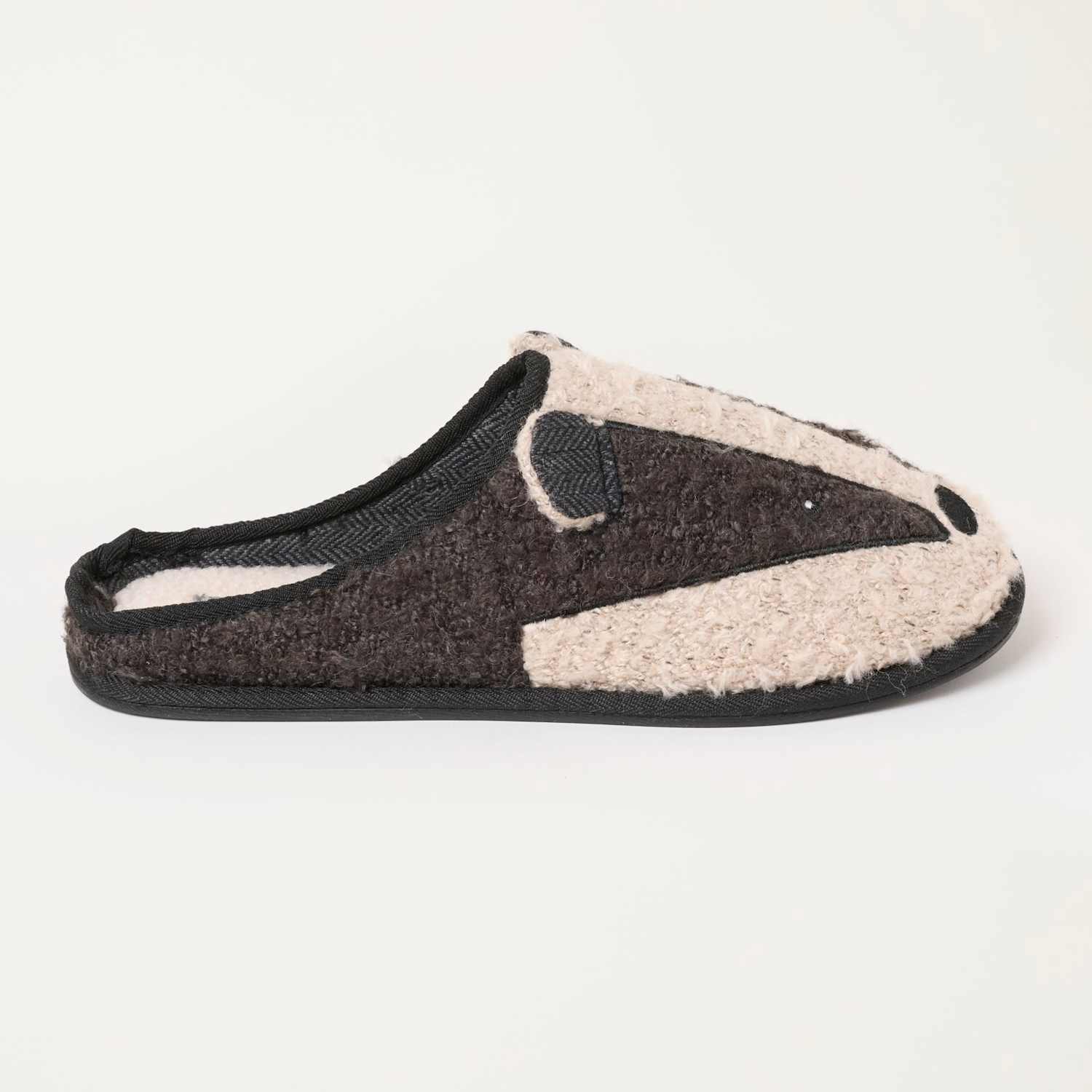 Fatface Men's Badger Novelty Mule Slippers - M - Black Mix - Available at M&S
