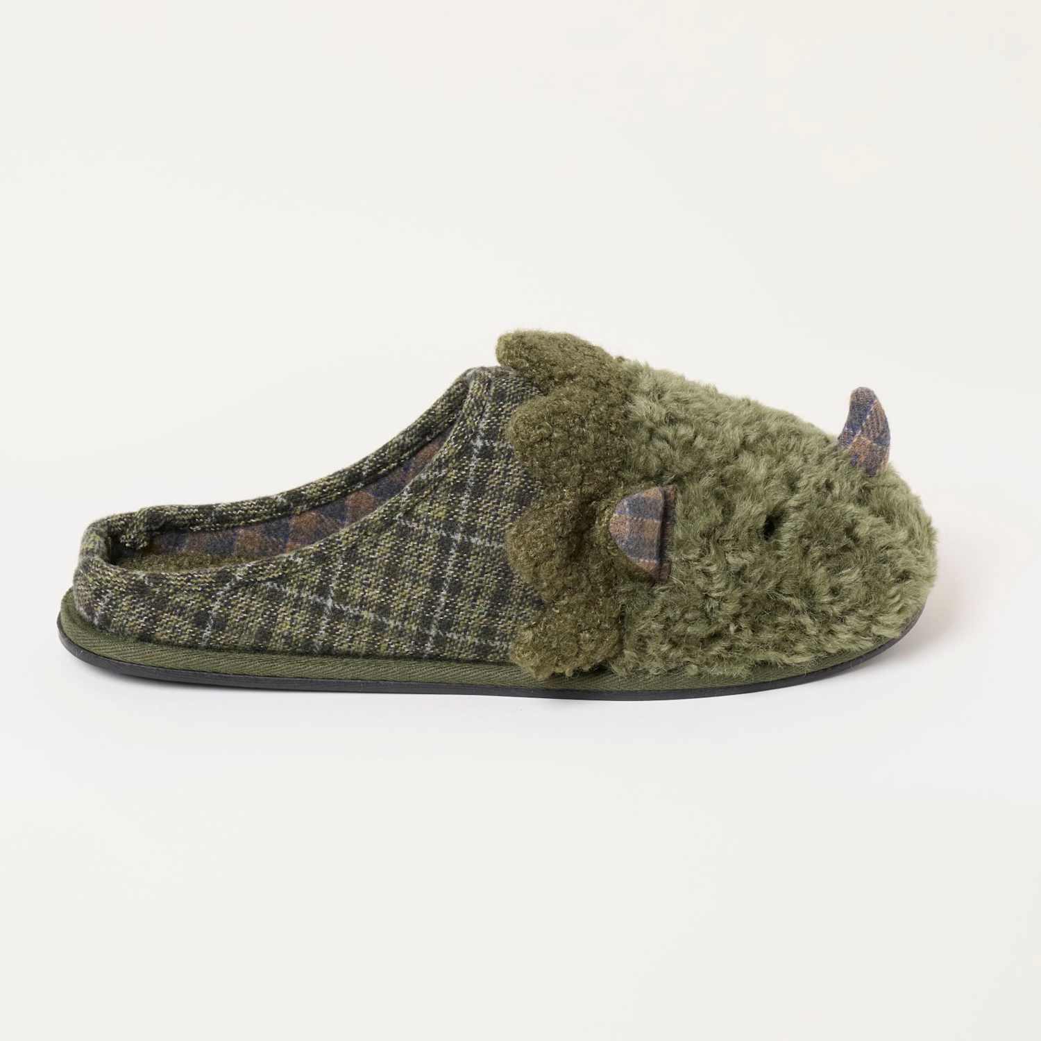Fatface Men's Dino Novelty Mule Slippers - S - Green Mix - Available at M&S