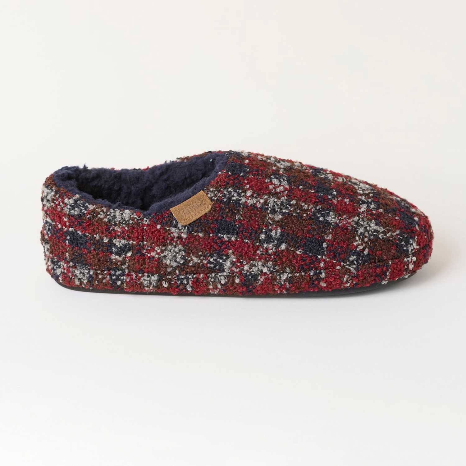 Fatface Men's Checked Mule Slippers - S - Red Mix - Available at M&S