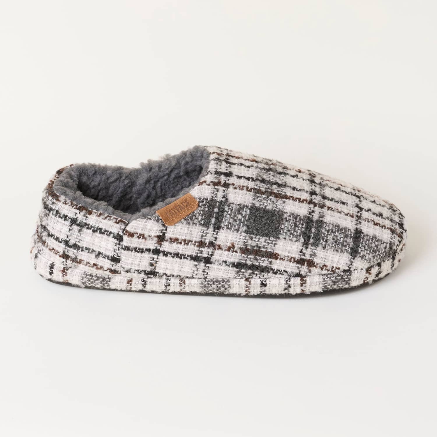 Fatface Men's Checked Mule Slippers - L - Grey Mix - Available at M&S