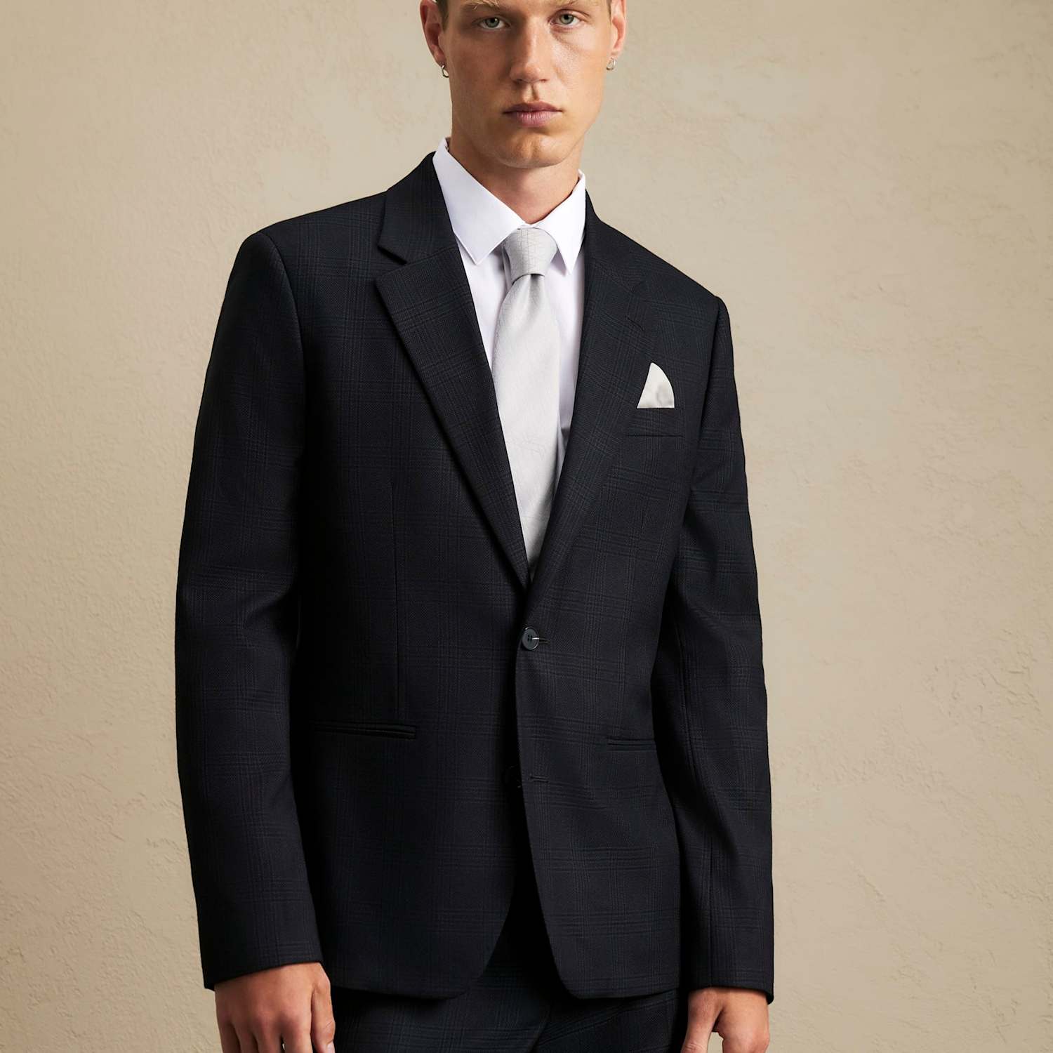River Island Men's Slim Fit Checked Single Breasted Suit Jacket - 38 - Blue Mix - Available at M&S