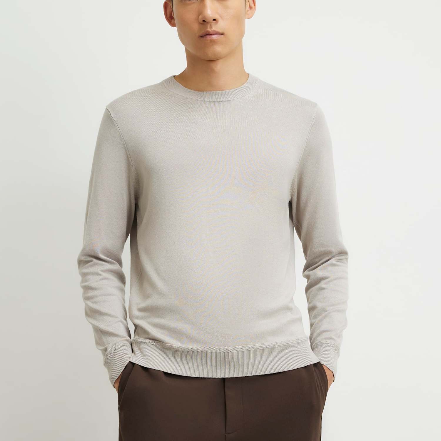 River Island Men's Slim Fit Crew Neck Jumper - M - Stone - Available at M&S