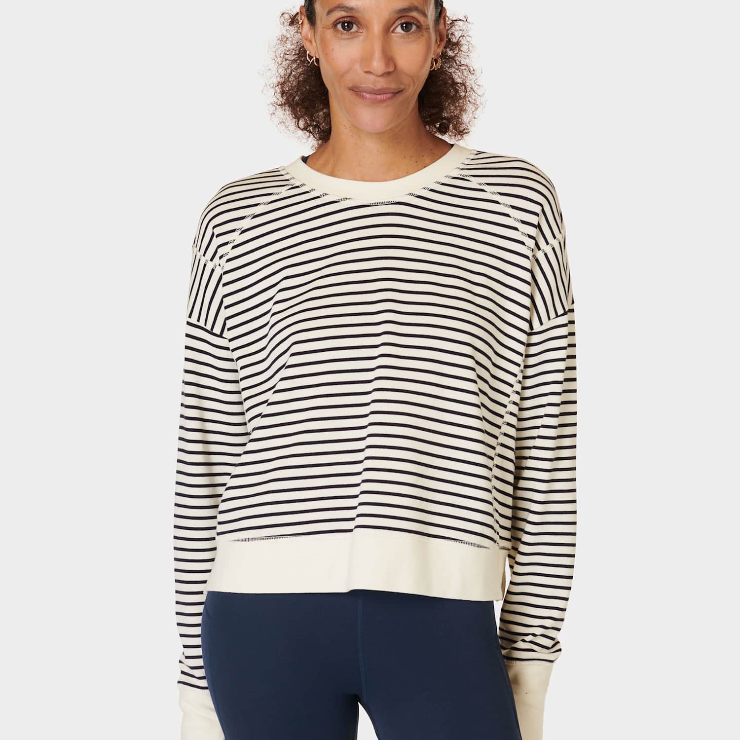 Sweaty Betty Women's After Class Cotton Blend Crop Sweatshirt - Small - White Mix