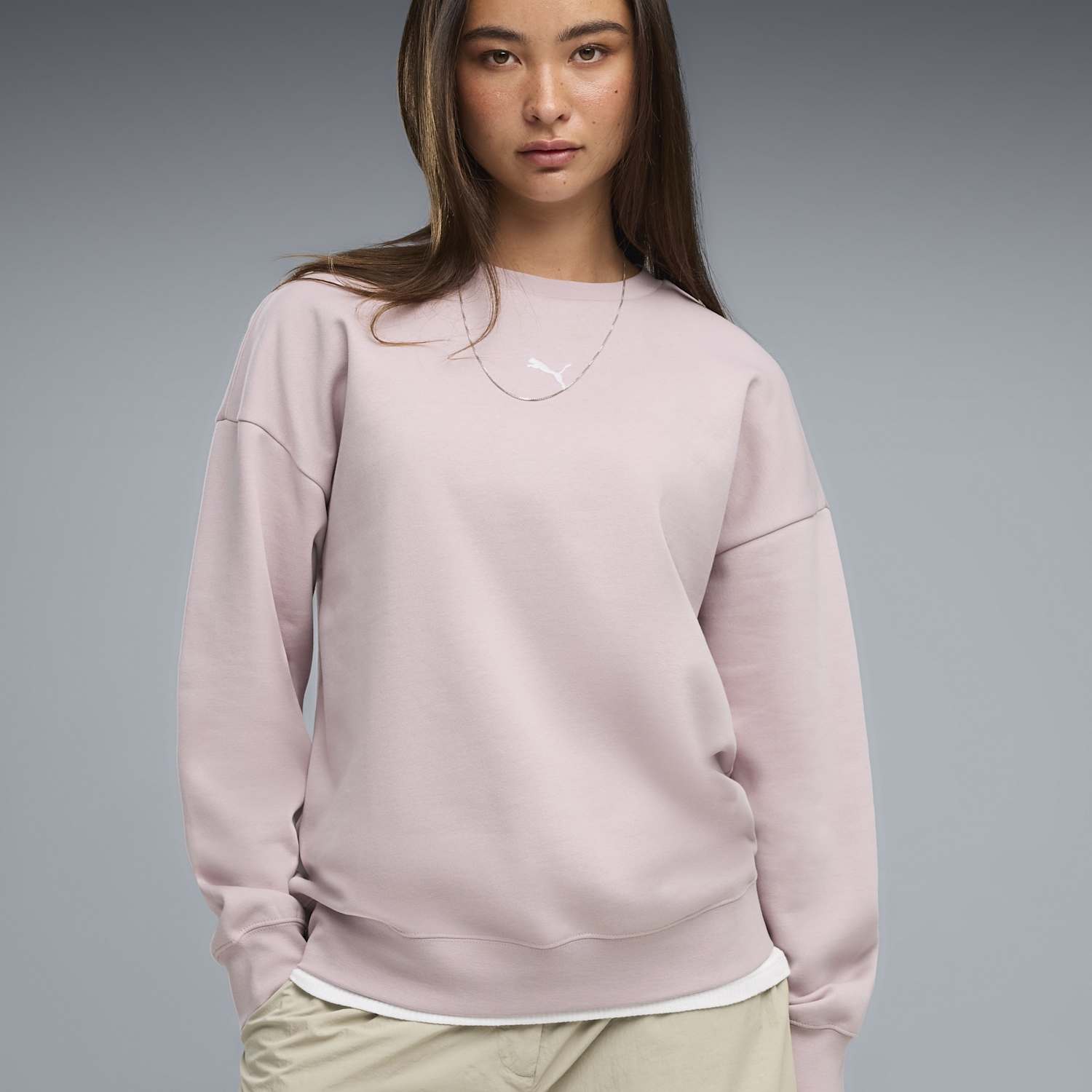 Puma Women's Essential Cotton Blend Oversized Sweatshirt - Large - Light Pink
