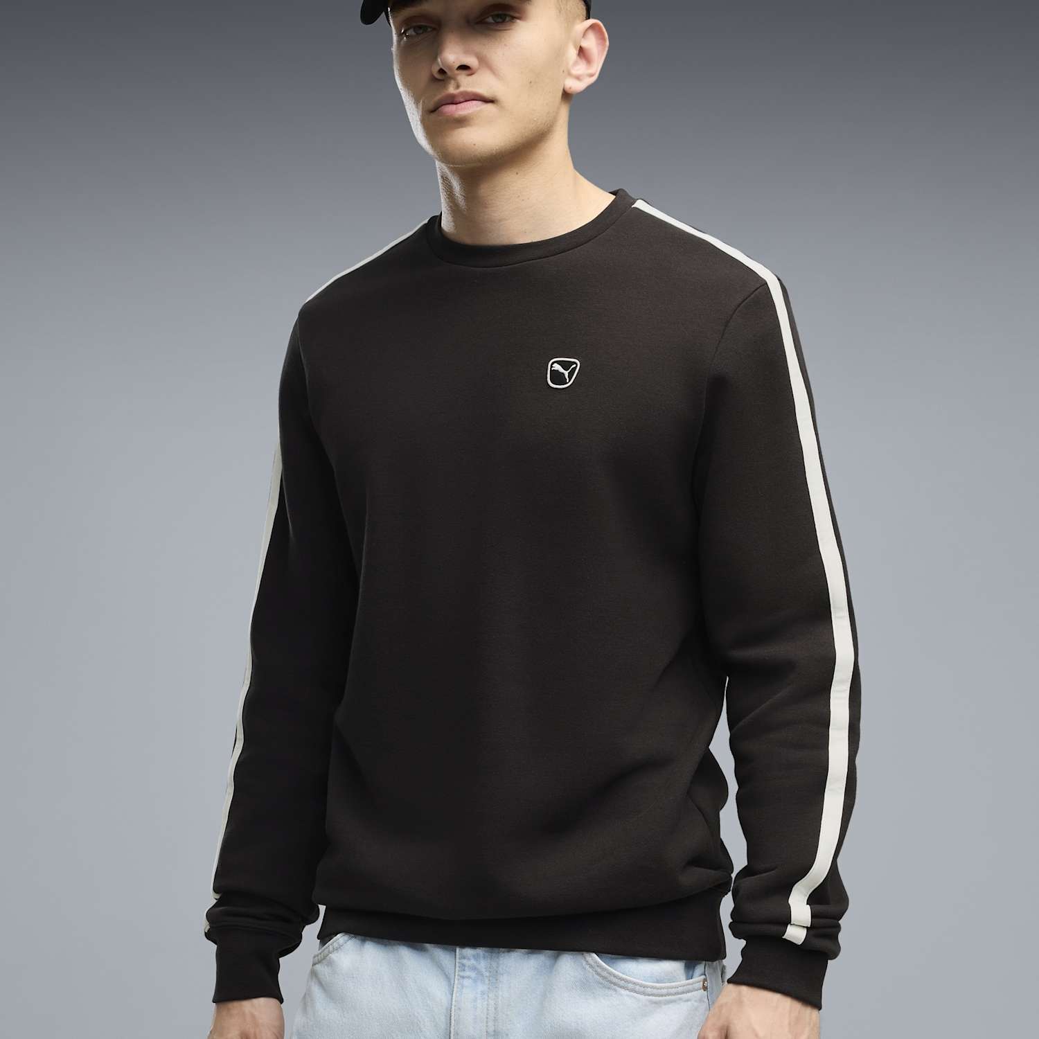 Puma Men's Essentials Elevated Pure Cotton Sweatshirt - L - Black Mix