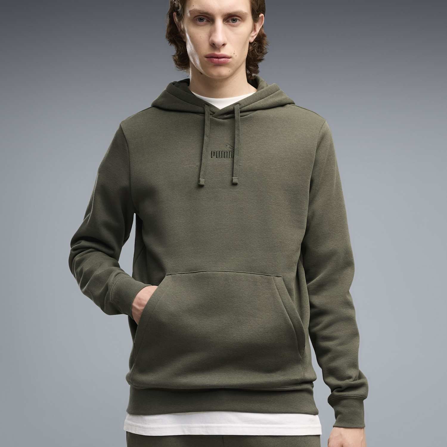 Puma Men's Essentials No.1 Cotton Blend Hoodie - M - Dark Khaki