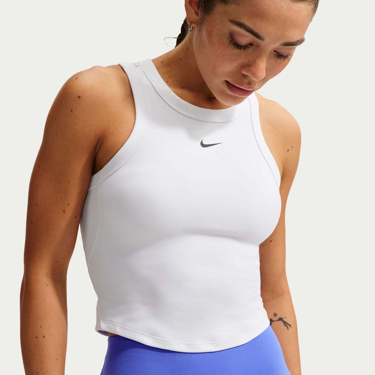 Nike Women's Dri-Fit Fitted Racer Back Crop Tank Top - Large - Black Mix - Available at M&S