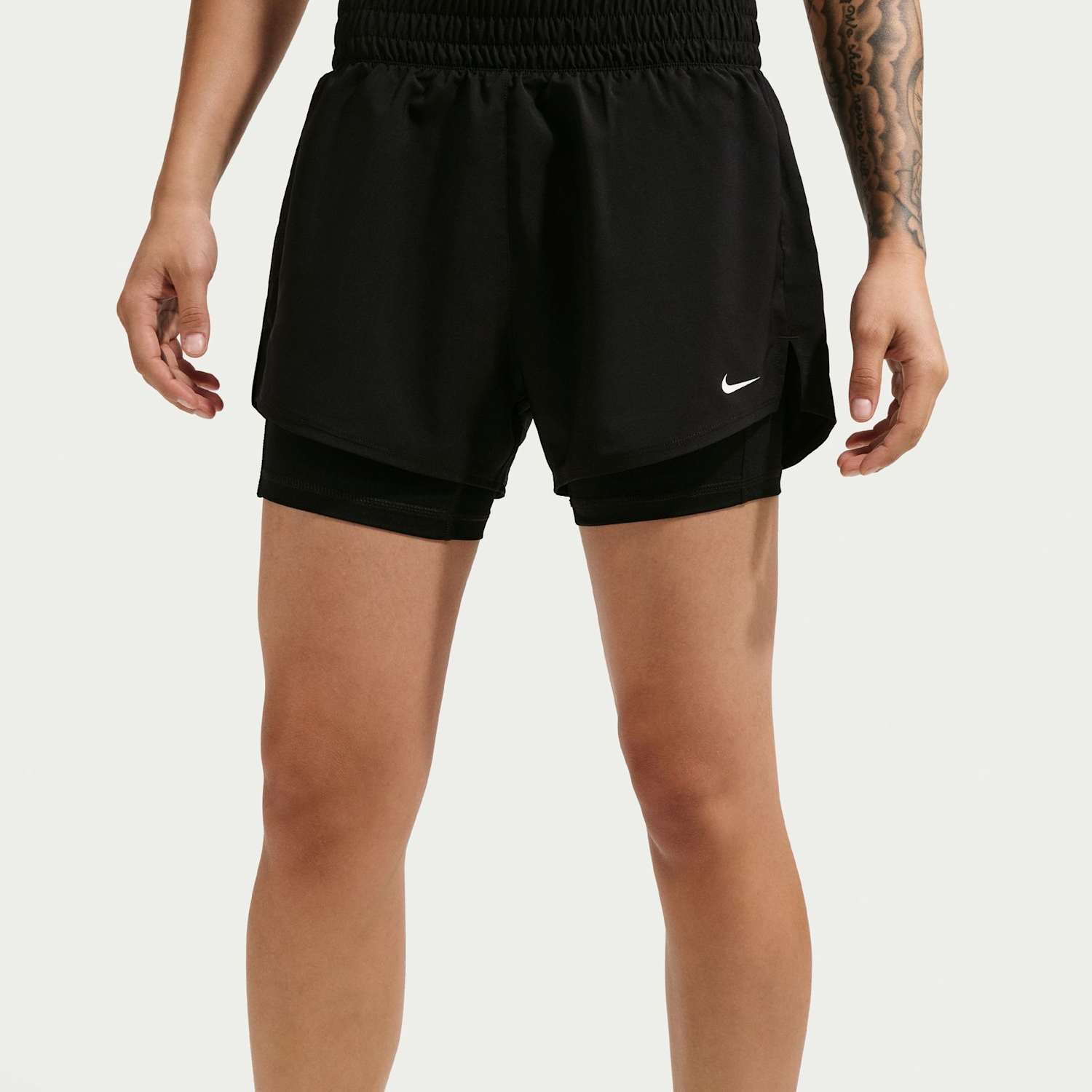 Nike Women's One Dri-FIT High Waisted 2-in-1 Shorts - Large - Black Mix - Available at M&S