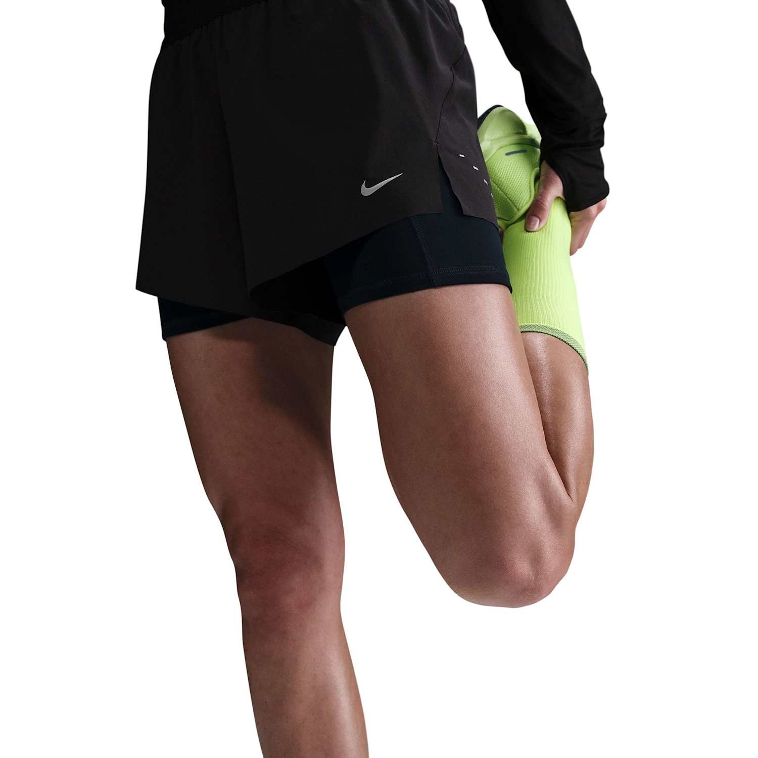 Nike Women's Swift 2-in-1 Running Shorts - Small - Black Mix - Available at M&S