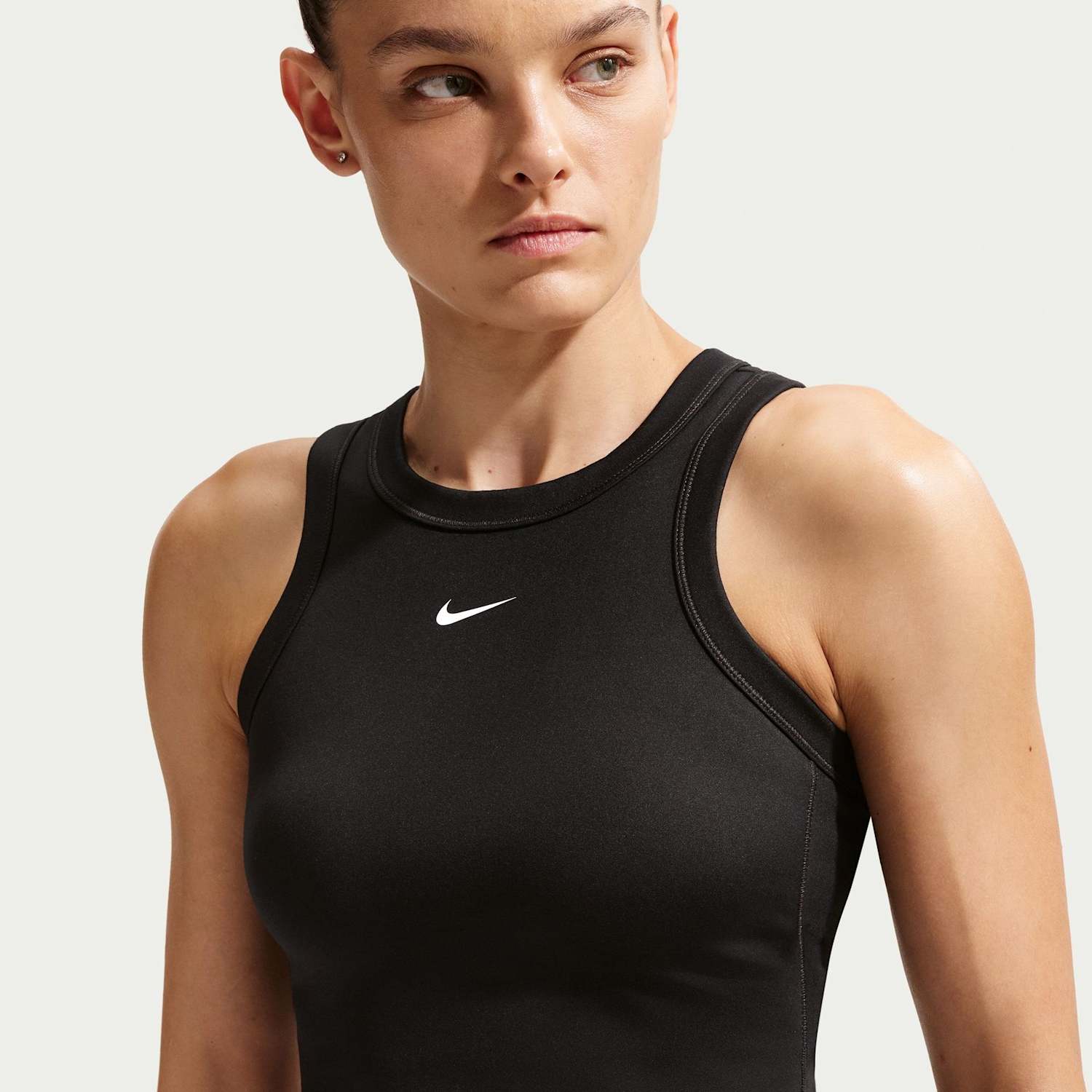 Nike Women's One Fitted Dri-Fit Cropped Vest Top - Medium - Black Mix - Available at M&S