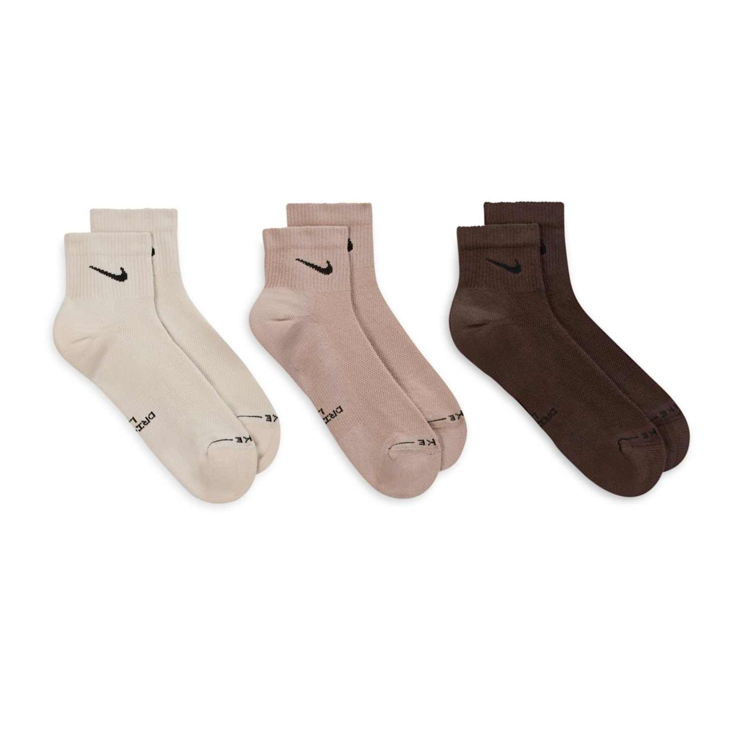 Nike Women's 3 Pack Everyday Elevated Cotton Rich Ankle Socks - Large - Brown Mix - Available at M&S