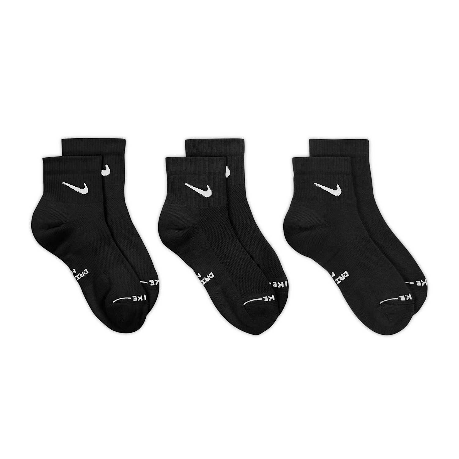 Nike Women's 3 Pack Cotton Rich Logo Ankle Socks - Small - Black - Available at M&S