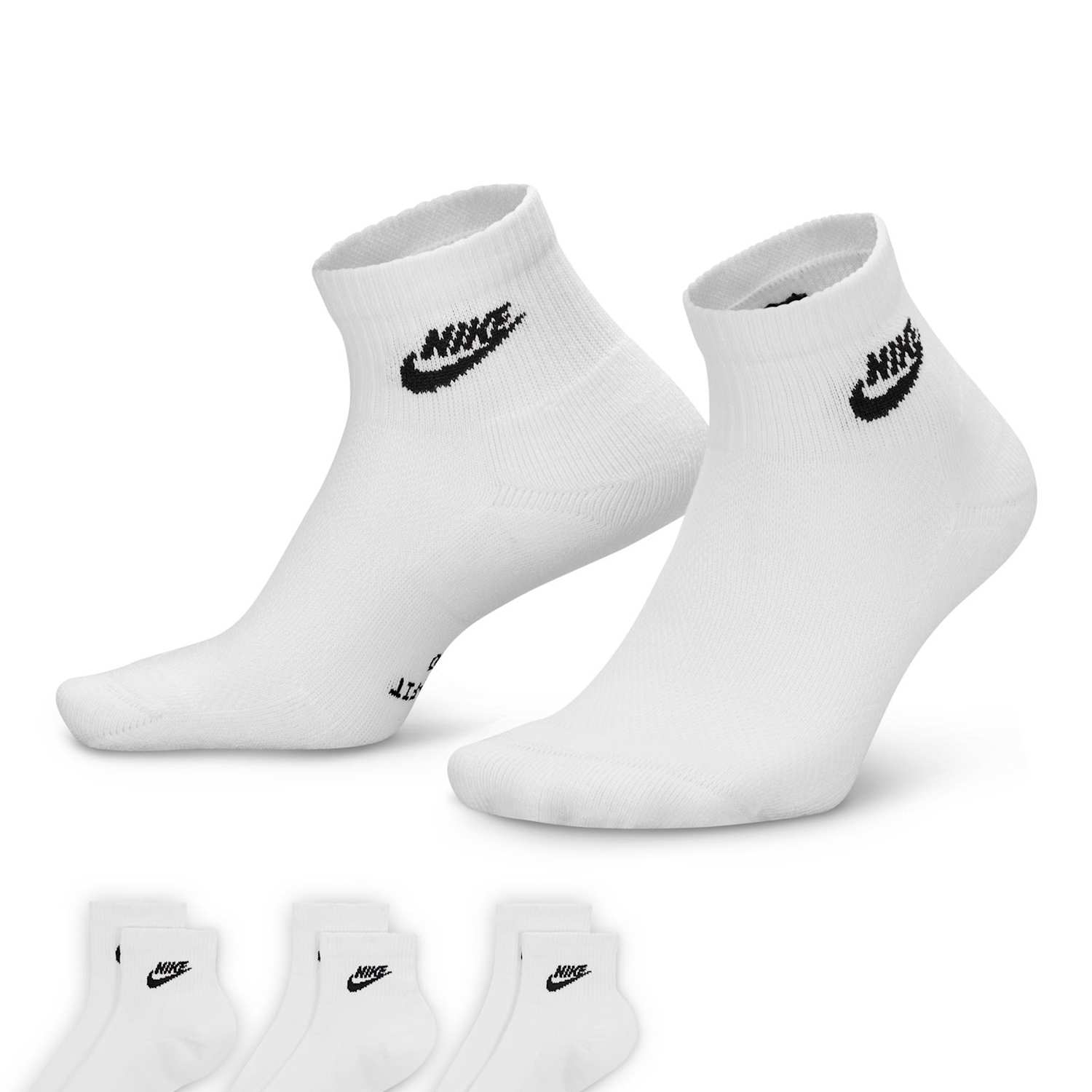 Nike Women's 3 Pack Everyday Cotton Rich Ankle High Socks - Small - White - Available at M&S