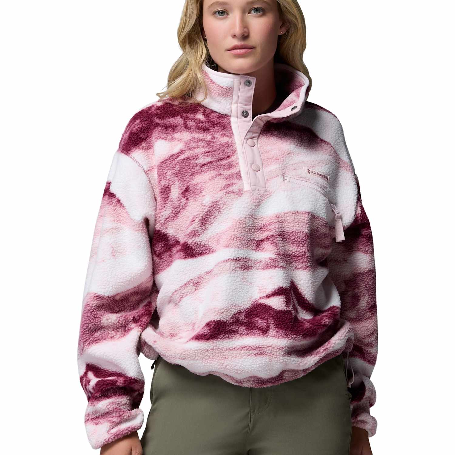 Columbia Women's Helvetia II Printed Cropped Fleece Jacket - Large - Pink Mix